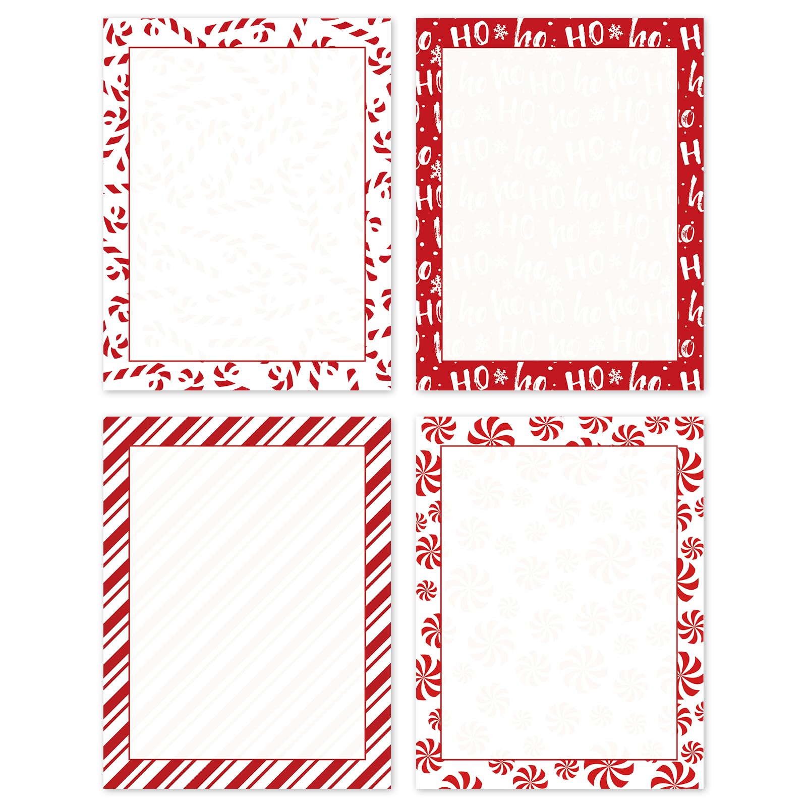 JarThenaAMCS Weihnachtsbriefpapier, doppelseitiger Druck, rote Zuckerstange, gestreift, Briefpapier für Notizen, Grußkarten, Einladungen, Bürodruck, 21,6 x 27,9 cm, 60 Blatt