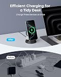 Anker MagSafe Chargeur compatible, MagGo 3-in-1 Station de recharge, stand de recharge Nano, Qi2 Certifié 15W Chargeur magnétique sans fil, pour iPhone17/16/15/14, Montre Apple,AirPods (Noir)