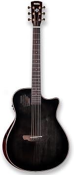 GAEA 41Solid Spruce Top Acoustic Electric Guitar with DAdario EXP-16 Coated Phosphor Bronze String Flame Maple Back & Side Rosewood Fingerboard & bridge Black, GS-801