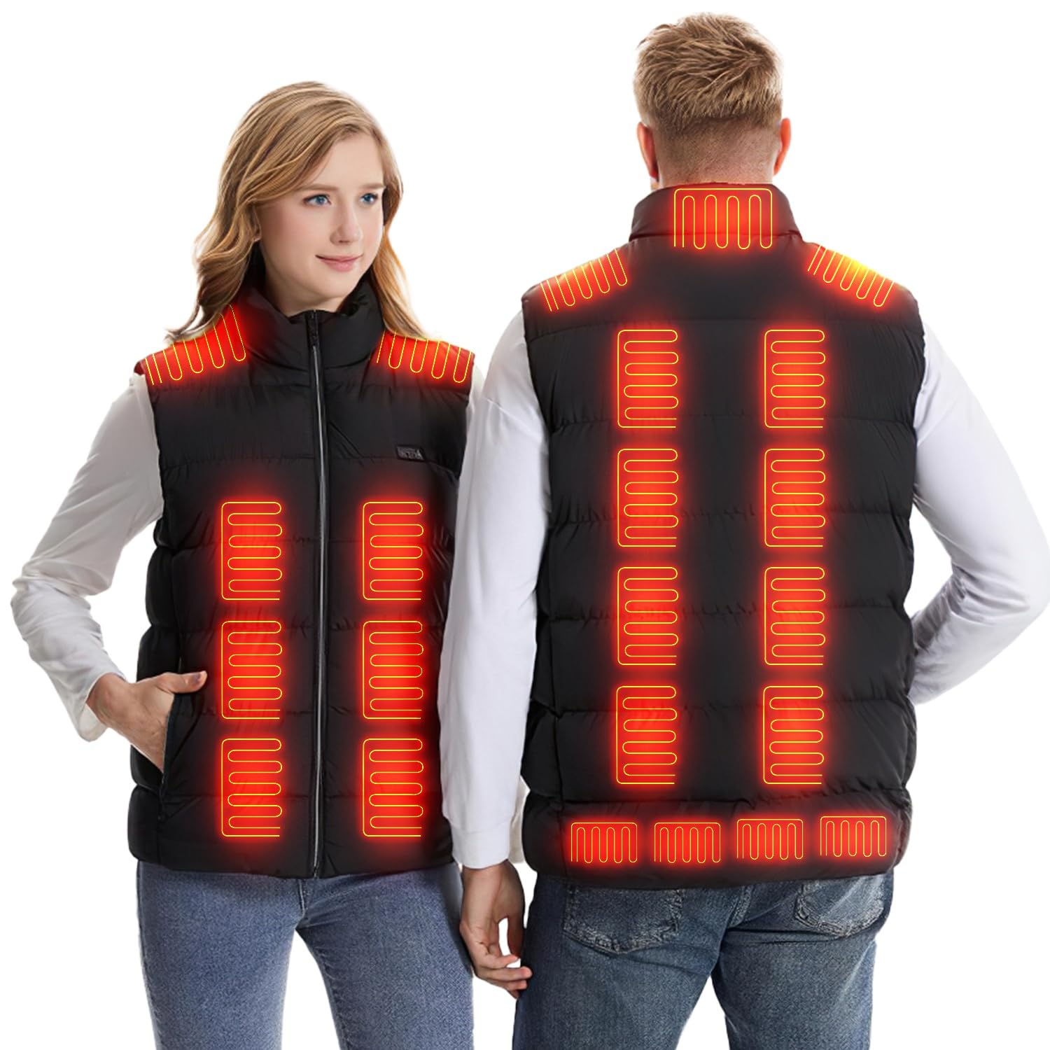Heated Vest Men Women Heated Jacket with 23 Heating Zones 3 Heat Levels USB Powered Machine Washable for Winter Hiking Skiing Skating Outdoor Activities -L