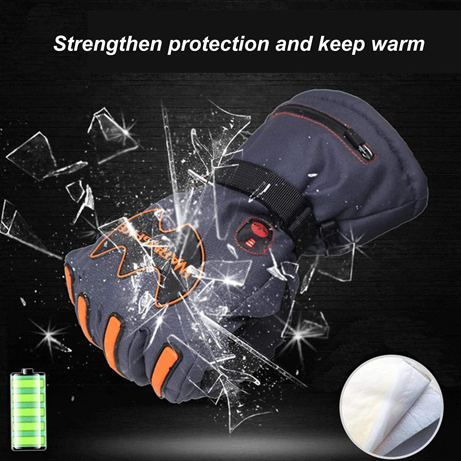 CHEWYNP Guantes térmicos eléctricos Guantes térmicos con batería Recargable para Hombres y Mujeres, Guantes térmicos Impermeables Guantes cálidos de Invierno para Esquiar Senderismo Guante
