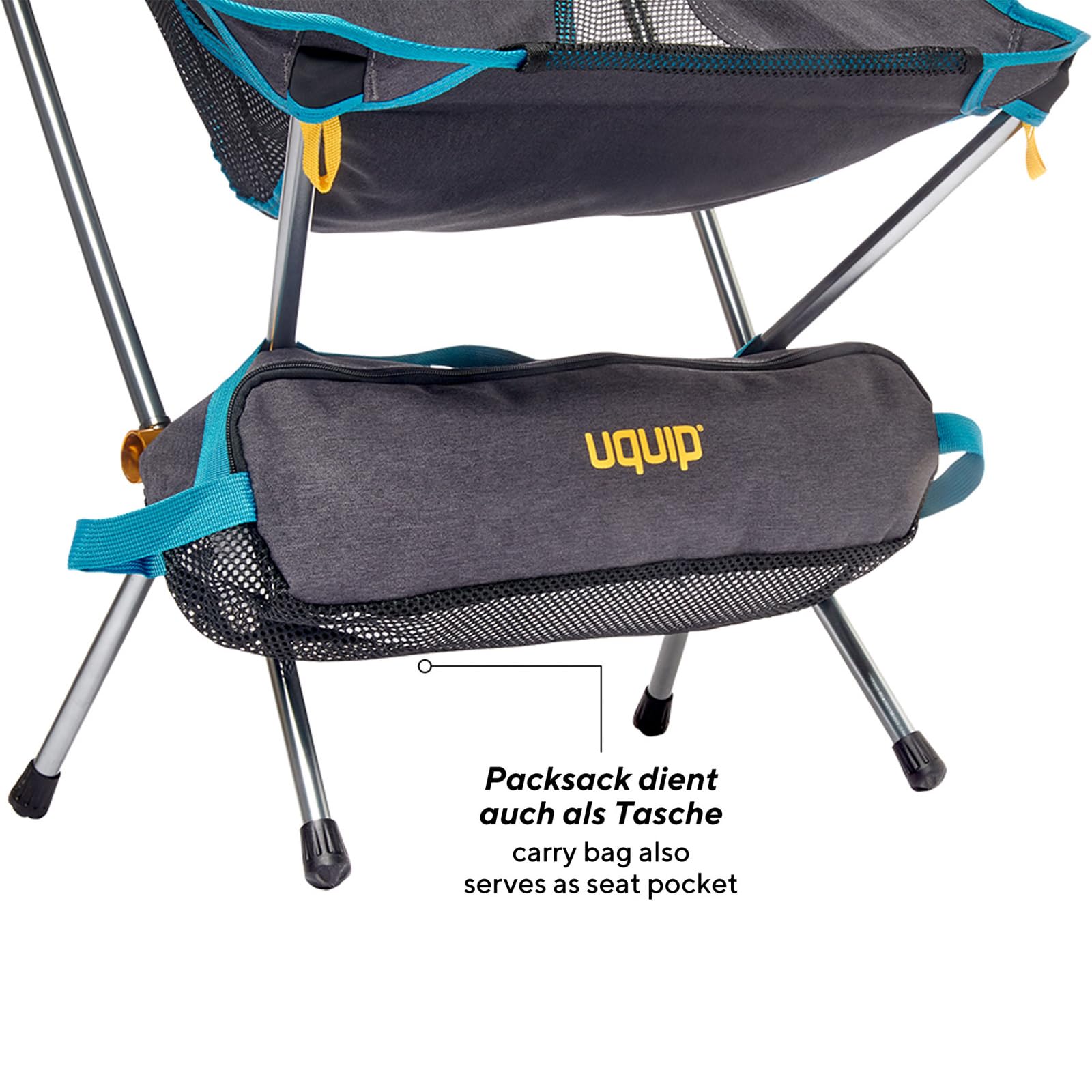 Uquip Chaise de camping Infinity I Chaise pliante ultra légère avec capacité de charge de 120 kg I Chaise pliante compacte en aluminium I Chaise d'extérieur portable pour le camping, la randonnée, les