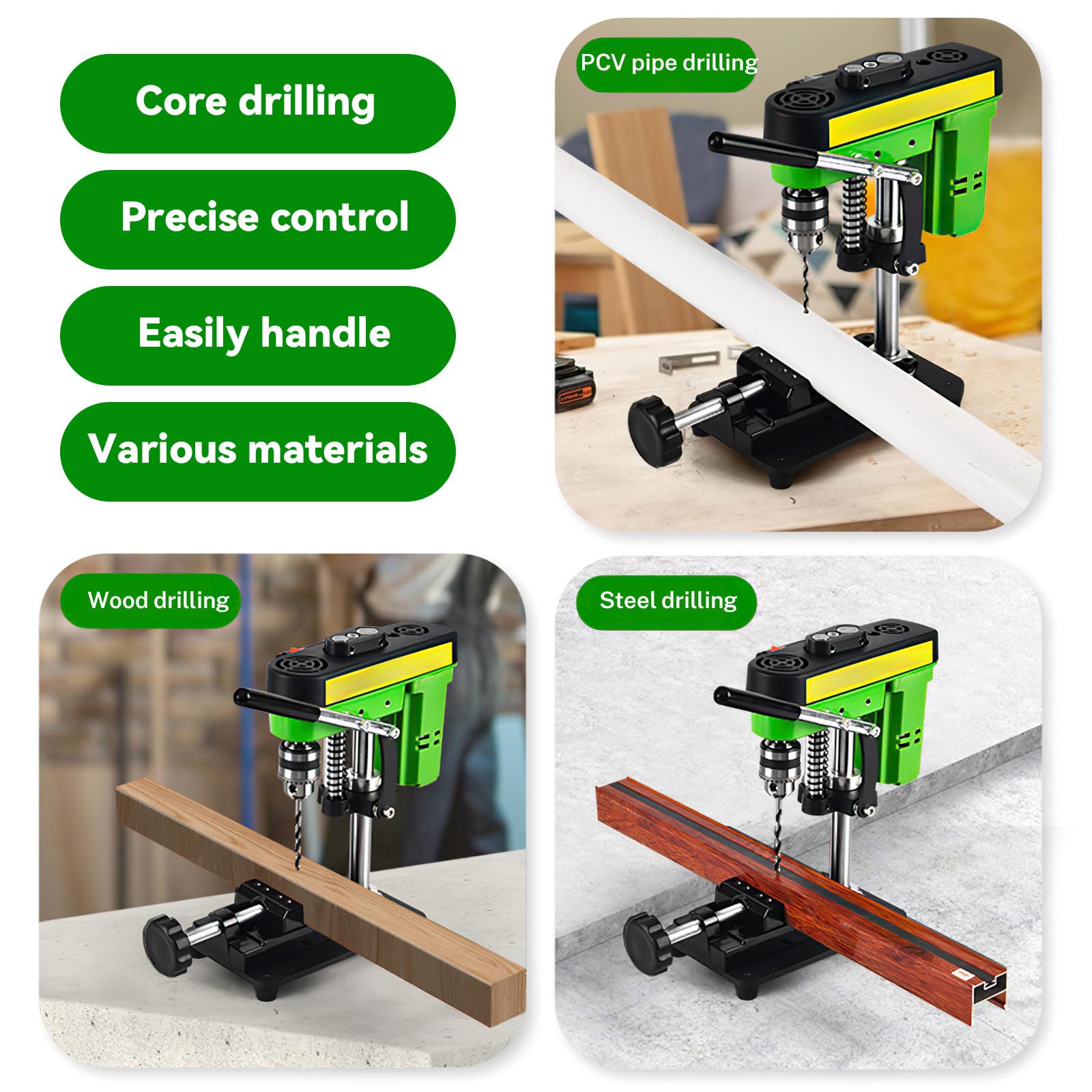 Taladro de Banco Eléctrico Ajustable 7 Velocidades 2800 RPM Taladro de Prensa Vertical para Metal Madera