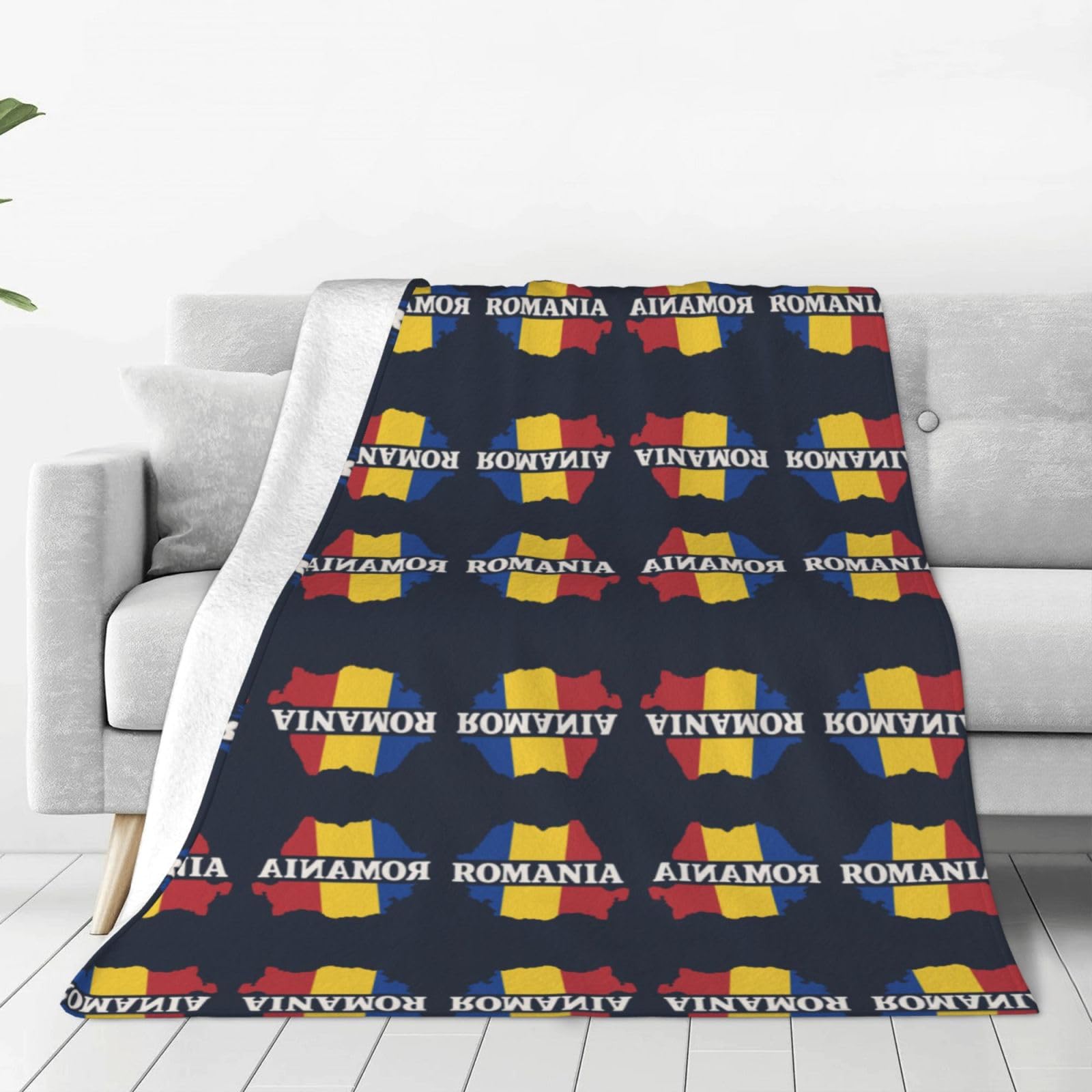 FHIZOAL Romania Map Ultra-Soft Micro Fleece Blanket Flannel Blanket Skin Friendly Breathable Couch Bed Living Room