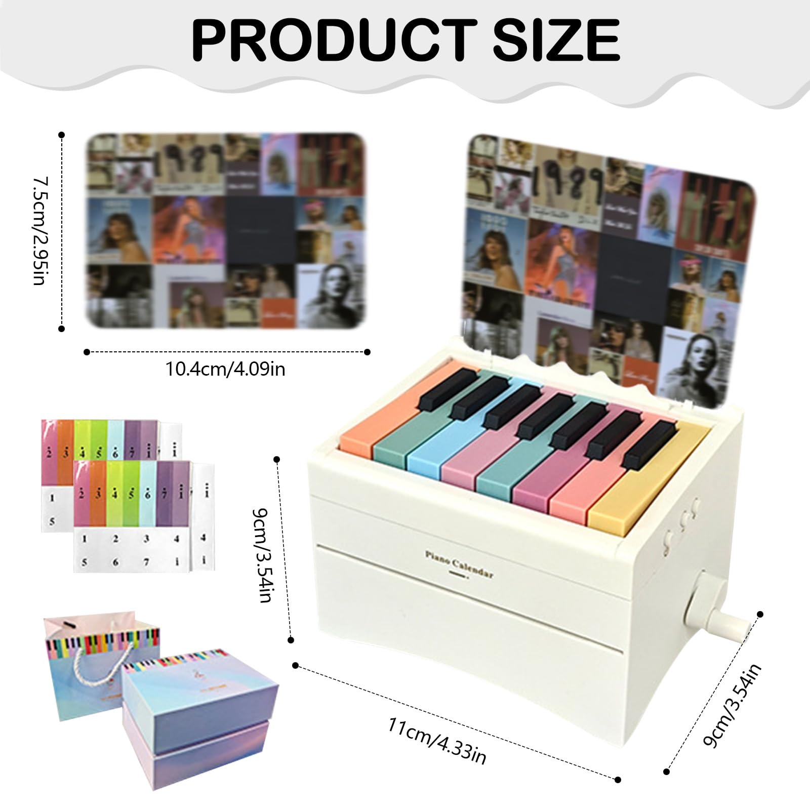 Piano Calendar, 2026 Playable Piano Desk Calendar with 52 Songs Music Sheets, Mini Piano Desk Calendar with Note Sticker, Mini Piano Calendar for Family and Friends (White) - Image 2