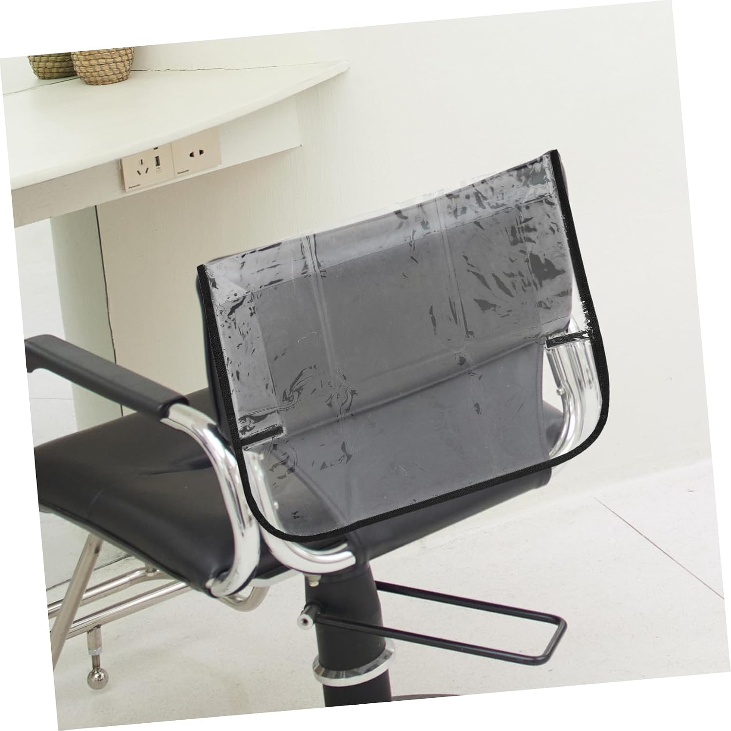 Salon Seat Covers Barber Supplies Black Plastic Arm Chair Covers Spa Chair Back Protector