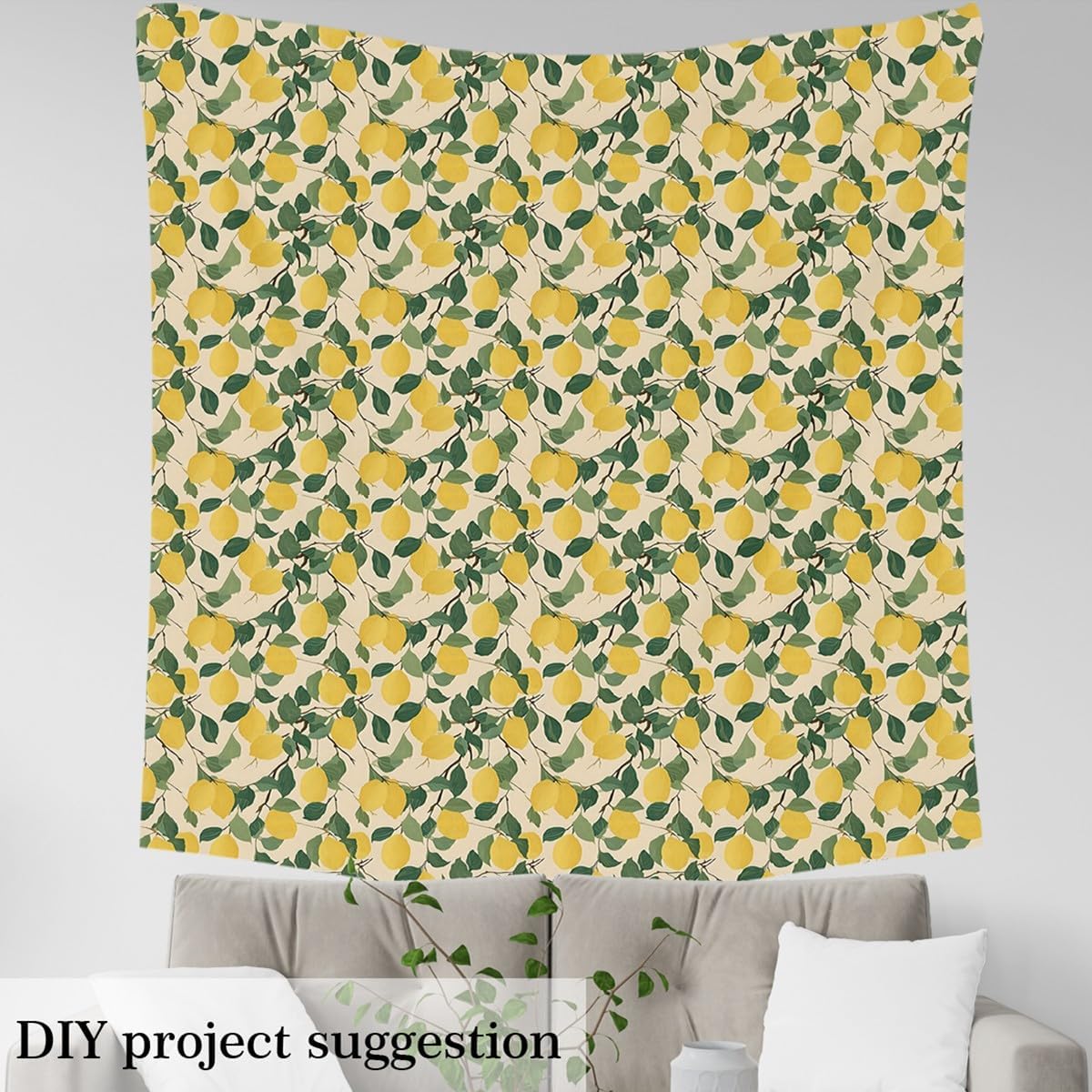 Upholstery Cartoon Lemon Fabric for Chairs Couch,Natural Tropical Fruit Leaf Print Outdoor Fabric by The Yard, Summer Vacation Style Decorative Fabric for Upholstery and Home DIY Projects, 5 Yard,