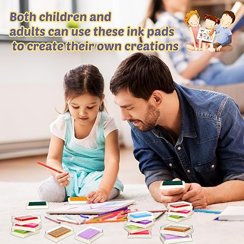 Miniatura 7 de Jexine Almohadilla de sello de 30 colores lavable, almohadilla de tinta para niños, impresión de dedos para hacer tarjetas de goma, estampado,