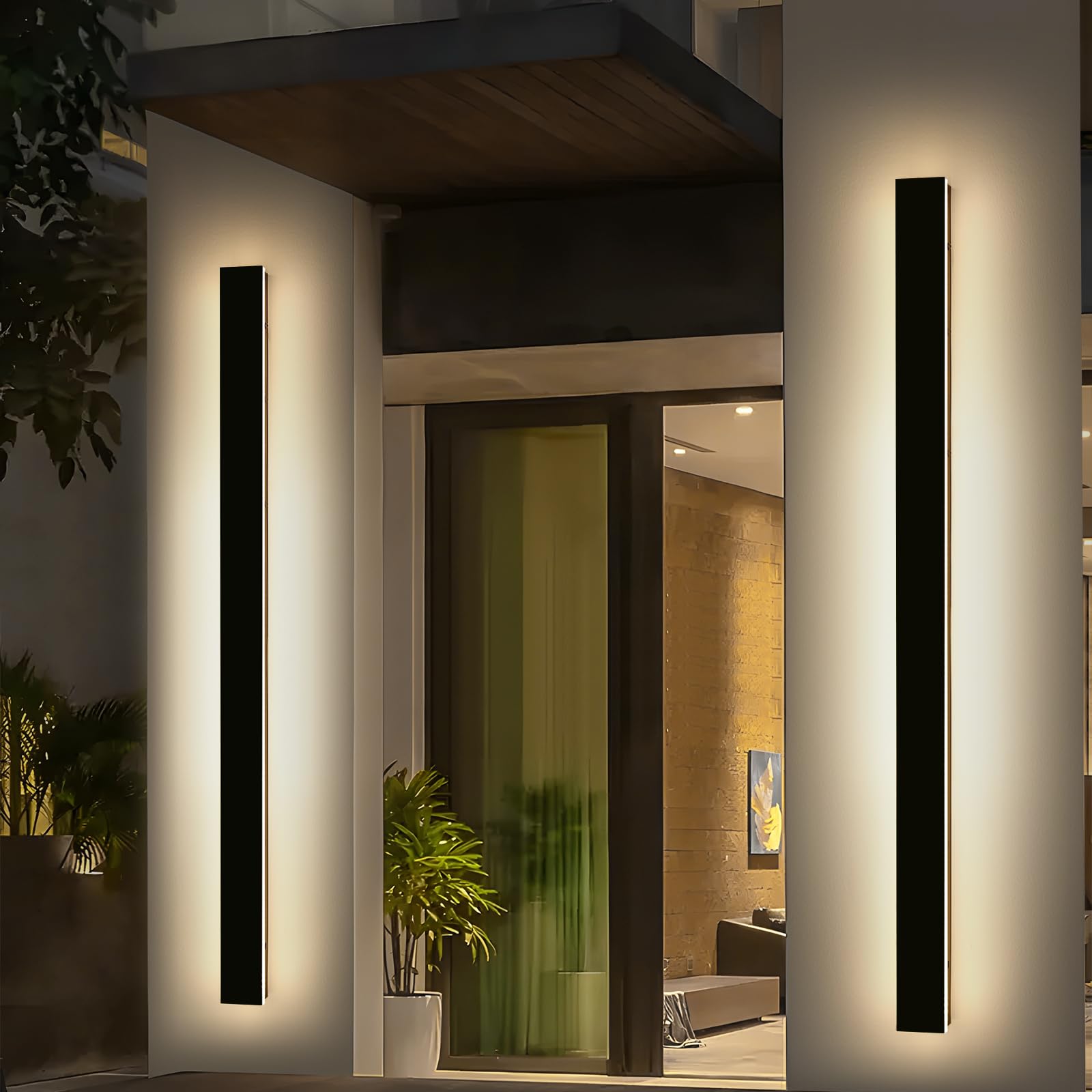 2 Pack 71inch Modern Outdoor Wall Light, 3 Color, IP65 Waterproof