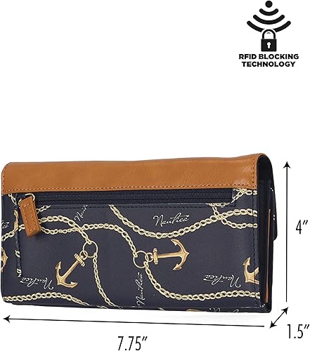 Miniatura 3 de Nautica Money Manager RFID - Cartera organizadora para mujer, Anchor Aweigh, Compacto