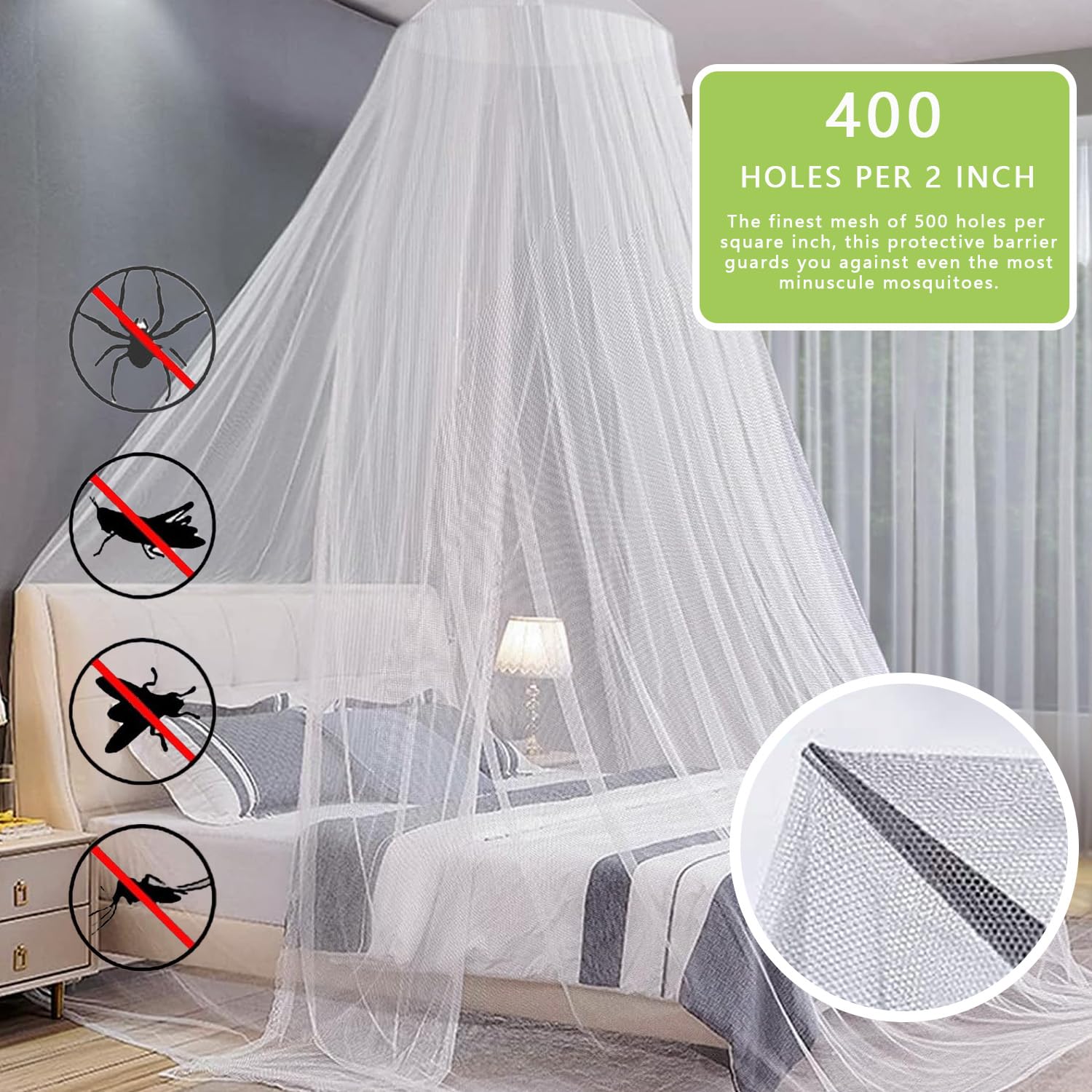 dix-rainbow Mosquito Net Bed Canopy,Elegant King/Queen Size Canopy Bed Curtains for Girls,Stylish Dome Mosquito Netting Bed Tent, Decor for Baby Cribs, Kid Beds, and Adult Beds?White?