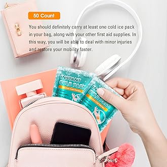 General Medi Instant Ice Cold Pack (4”x 5.5”) – 50 Packs Disposable Cold Therapy Ice Packs for Pain Relief, Swelling, Inflammation, Sprains, Toothache – for Athletes & Outdoor Activities