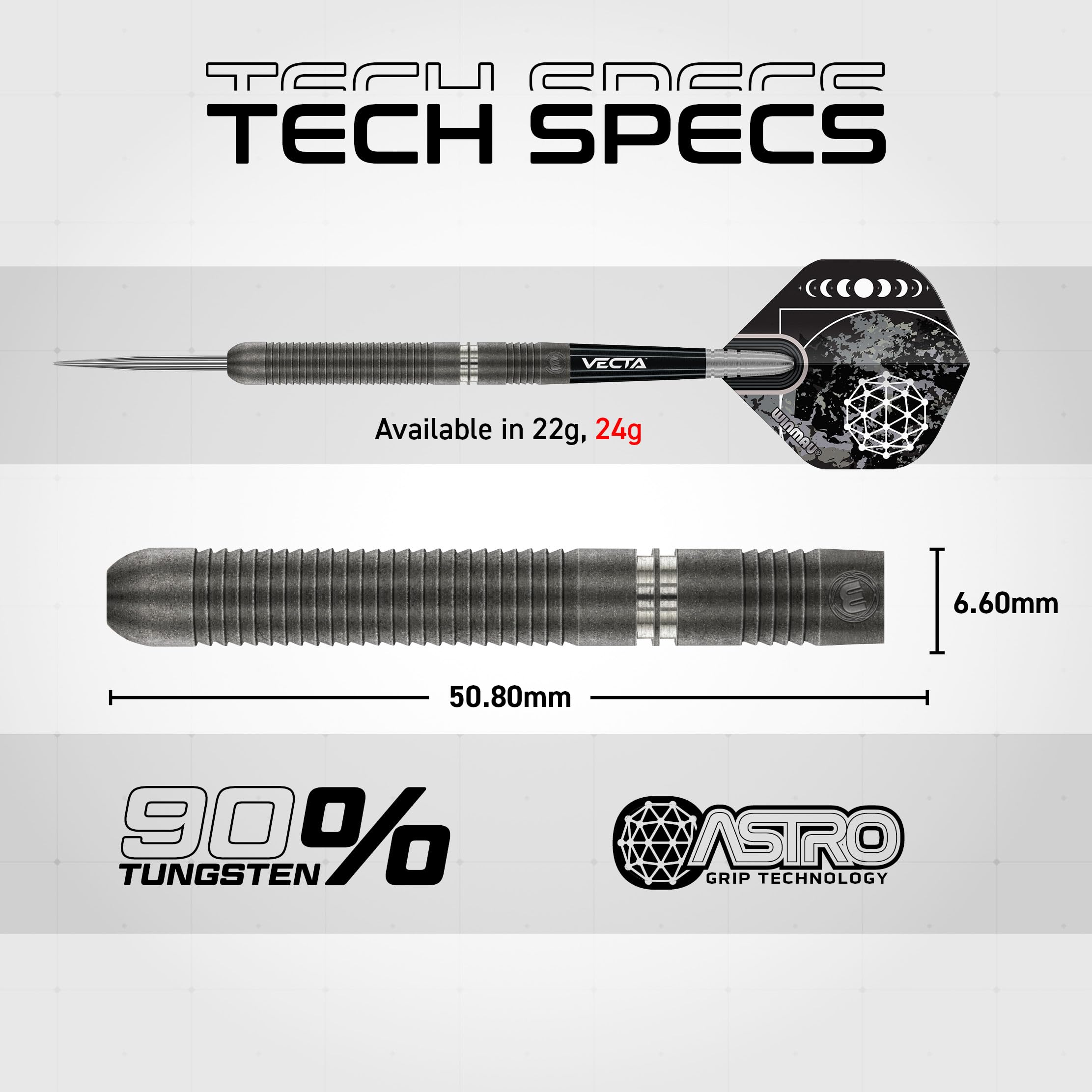WINMAU Darts Callisto 24g 90% Professional Tungsten Steel Tip Darts Set including Dart Flights and Dart Shafts (Stems) - Image 4