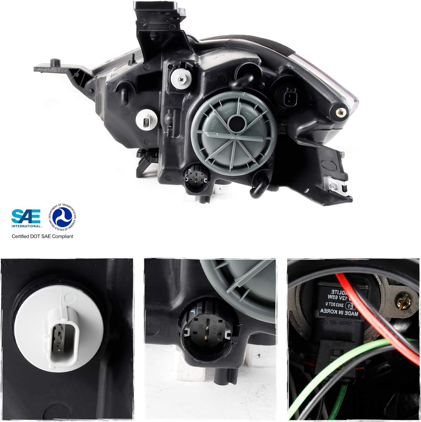 AKKON - For Dodge Dart Halogen Type Black Driver Left Side Front Headlight Head Lamp Front Light Replacement
