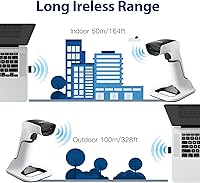 Vista 5 de Sumicor Escáner de código de barras 2D, escáner de código de barras de mano blanco negro 3 en 1 USB con cable y 2.4G inalámbrico y Bluetooth QR Code