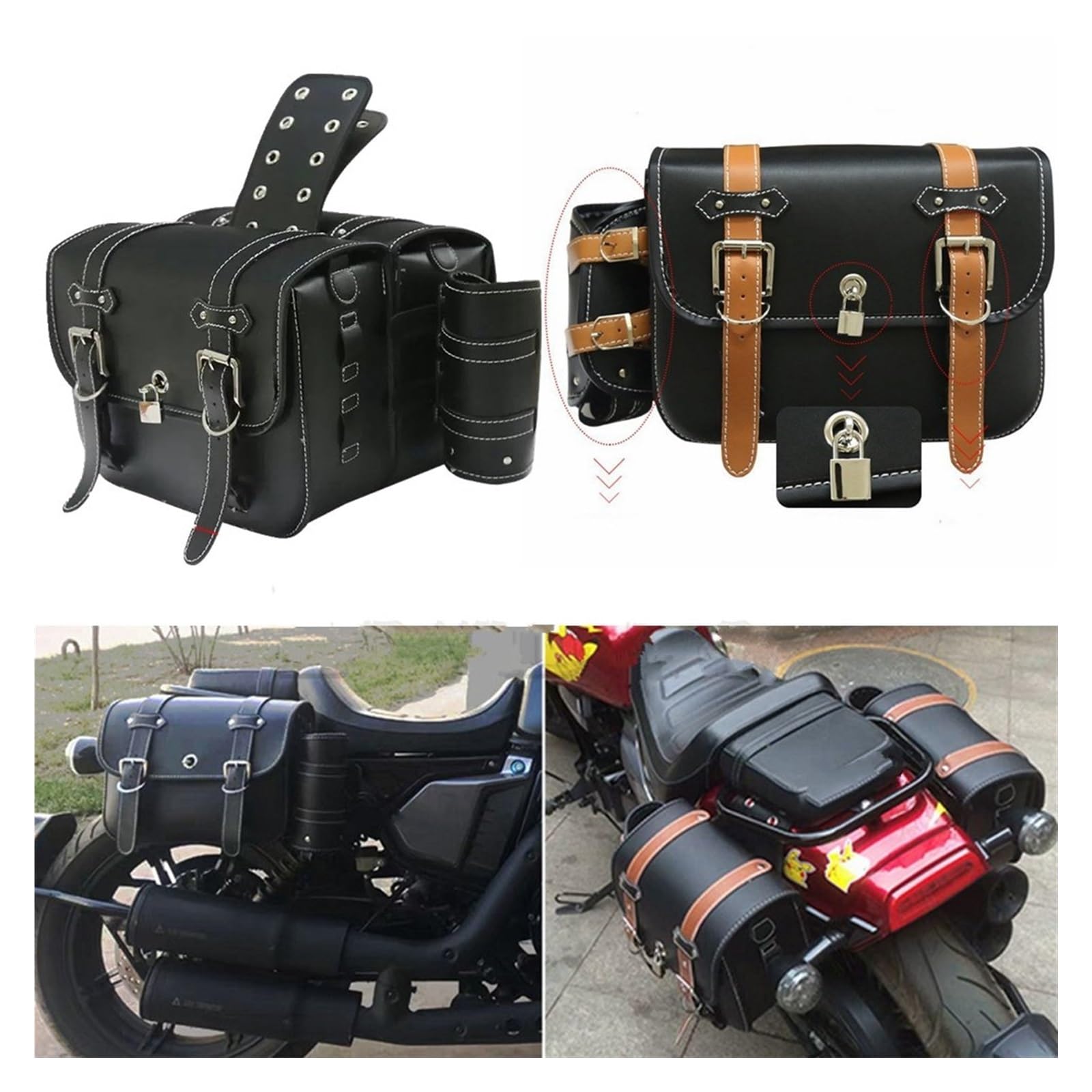 Accessori Moto Borsa Sella Laterale In Pelle PU Per Rebel 500 (CMX500) 2017 2018 2019 2020 2021(Brown)