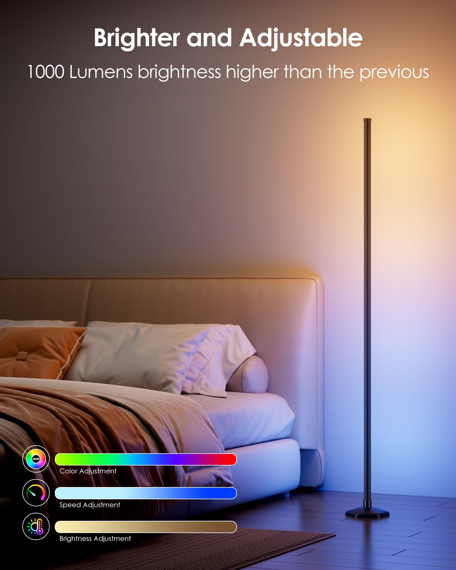 WISIMMALL LED Floor Lamp, 165cm - Image 3