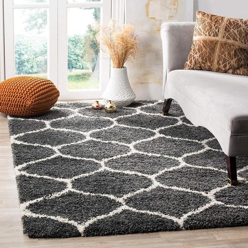 Image of Carpet for Living Room 5X7 FEET Modern Soft Shaggy Carpet Thick, Fluffy & 2 inch Pile Shag Rug for Your Kids Room, Bedroom & Livingroom (Gray White)