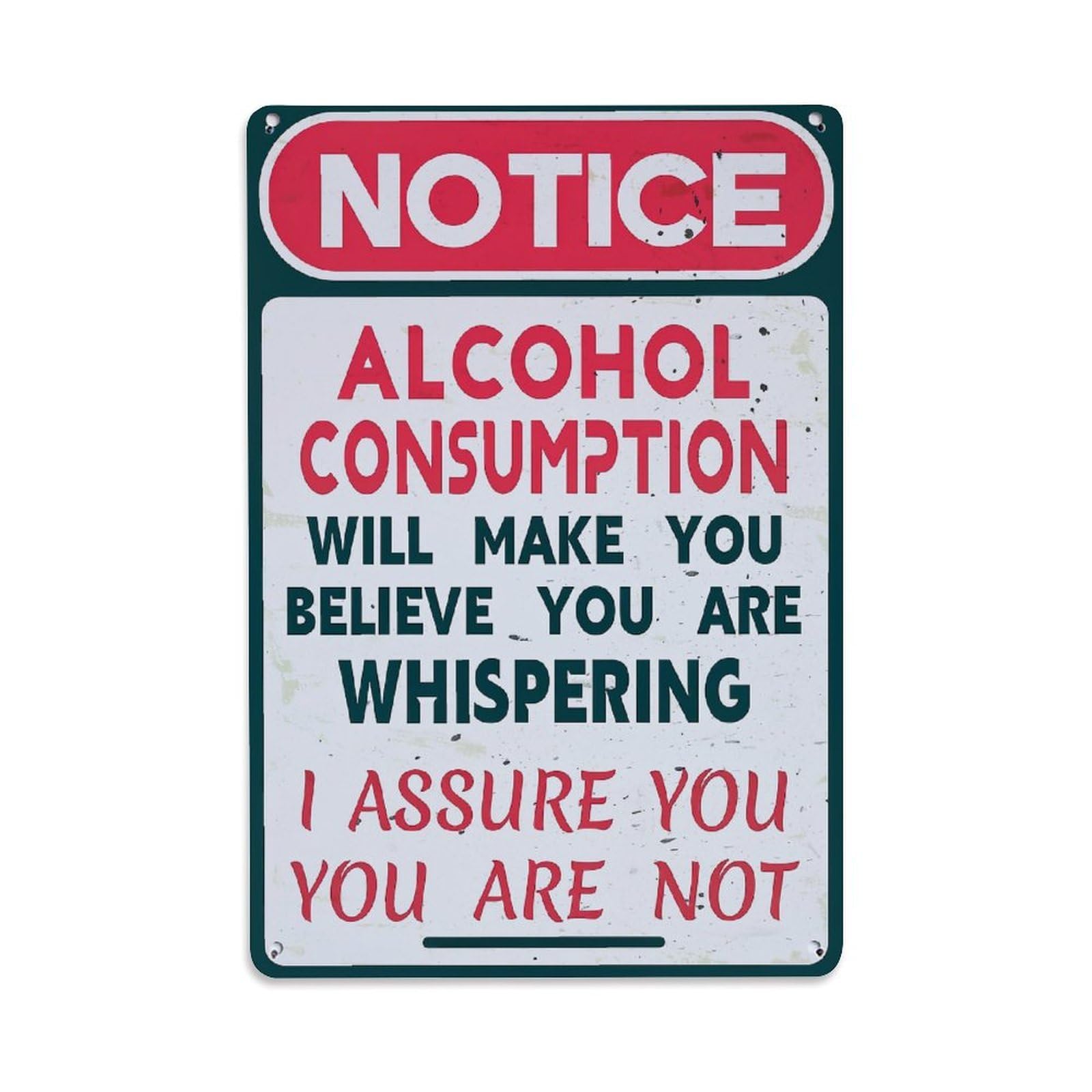 Jdfenggu Vintage Notice Alcohol Consumption Warning Sign Retro Metal Tin Sign, Decor Art Poster For Bar, Home, Man Cave, Kitchen, Laundry Room Gift 8X12inch