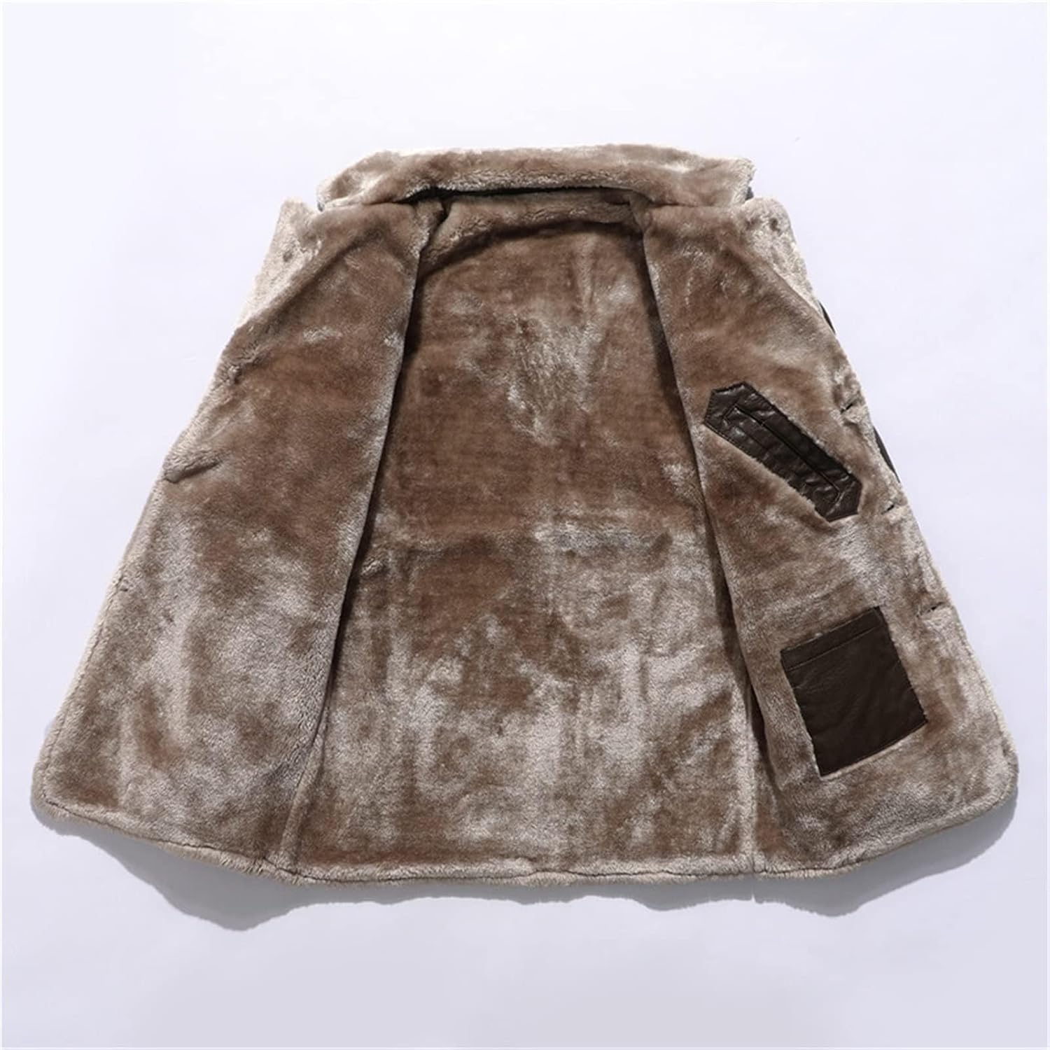 Mens Faux Leather Jacket Faux Fur Winter Coat Sherpa Lined Jackets Oversized Long Winter Coats Trendy Tops Outerwear