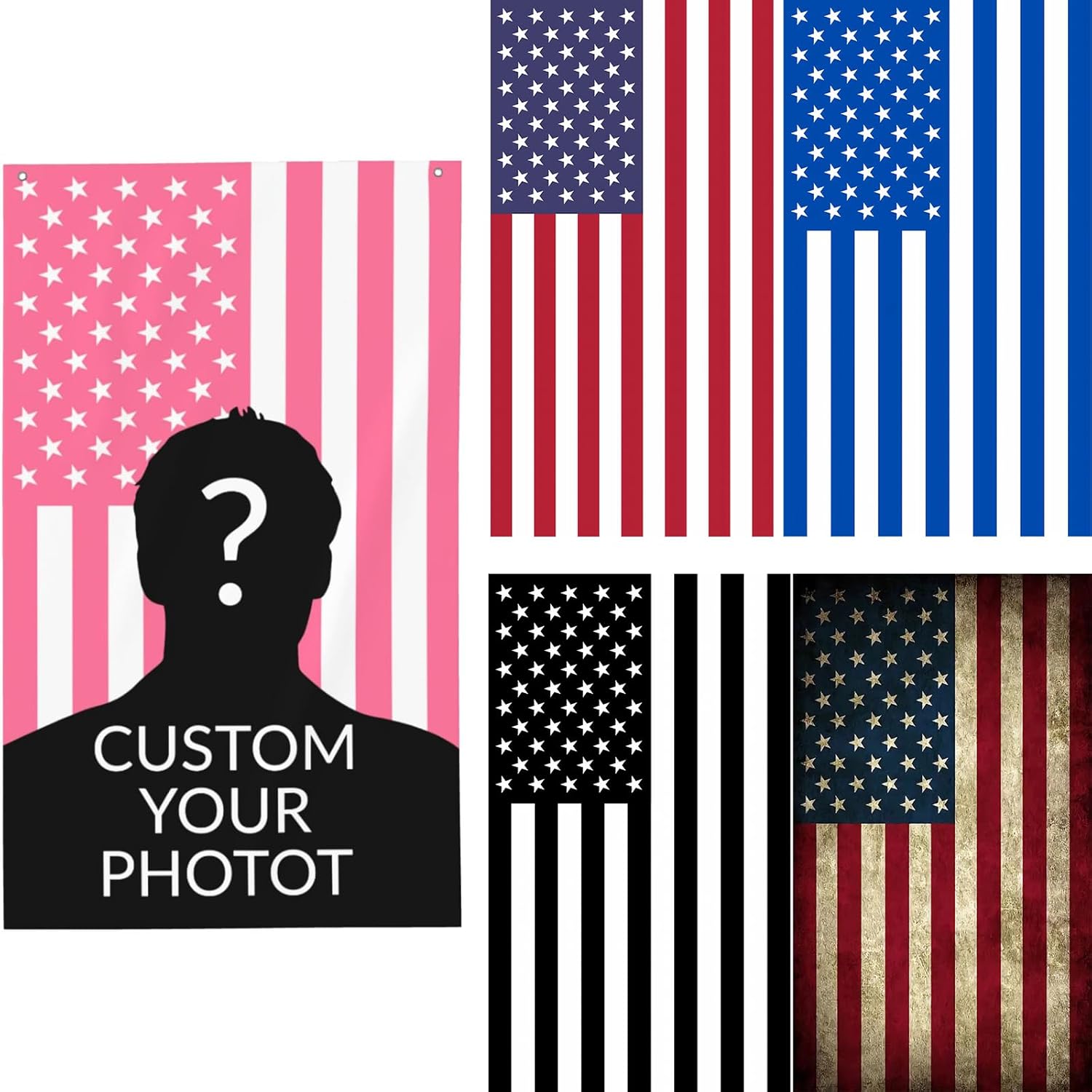 Custom Pink American Flag 5x8FT. Add Your Photo Text. Personalized Custom Flag Banner Tapestry For Indoor And Outdoor Wall Decoration In Rooms And Bedrooms, Also Suitable As Gifts.
