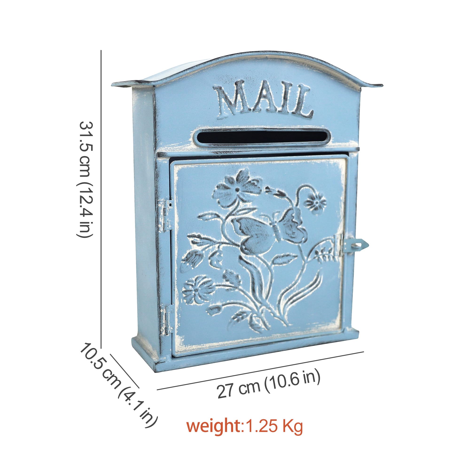 BIG FORTUNE Wall Mount Mailbox for House Outside Vintage Metal