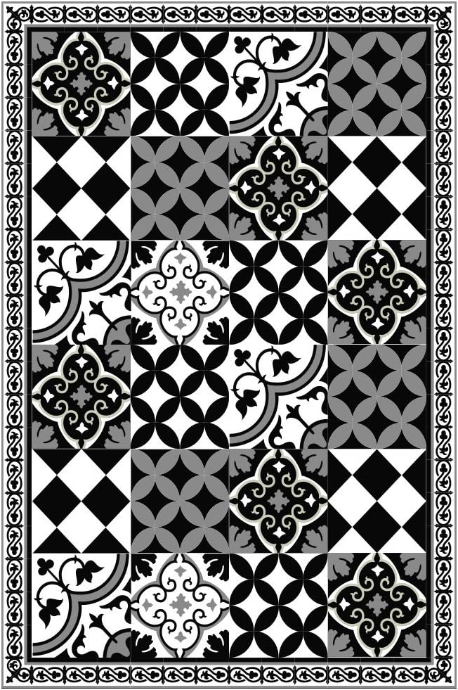160*60 cm Kitchen vinyl mat Carpet Tiles Pattern Decorative linoleum rug ,black & white 313-2
