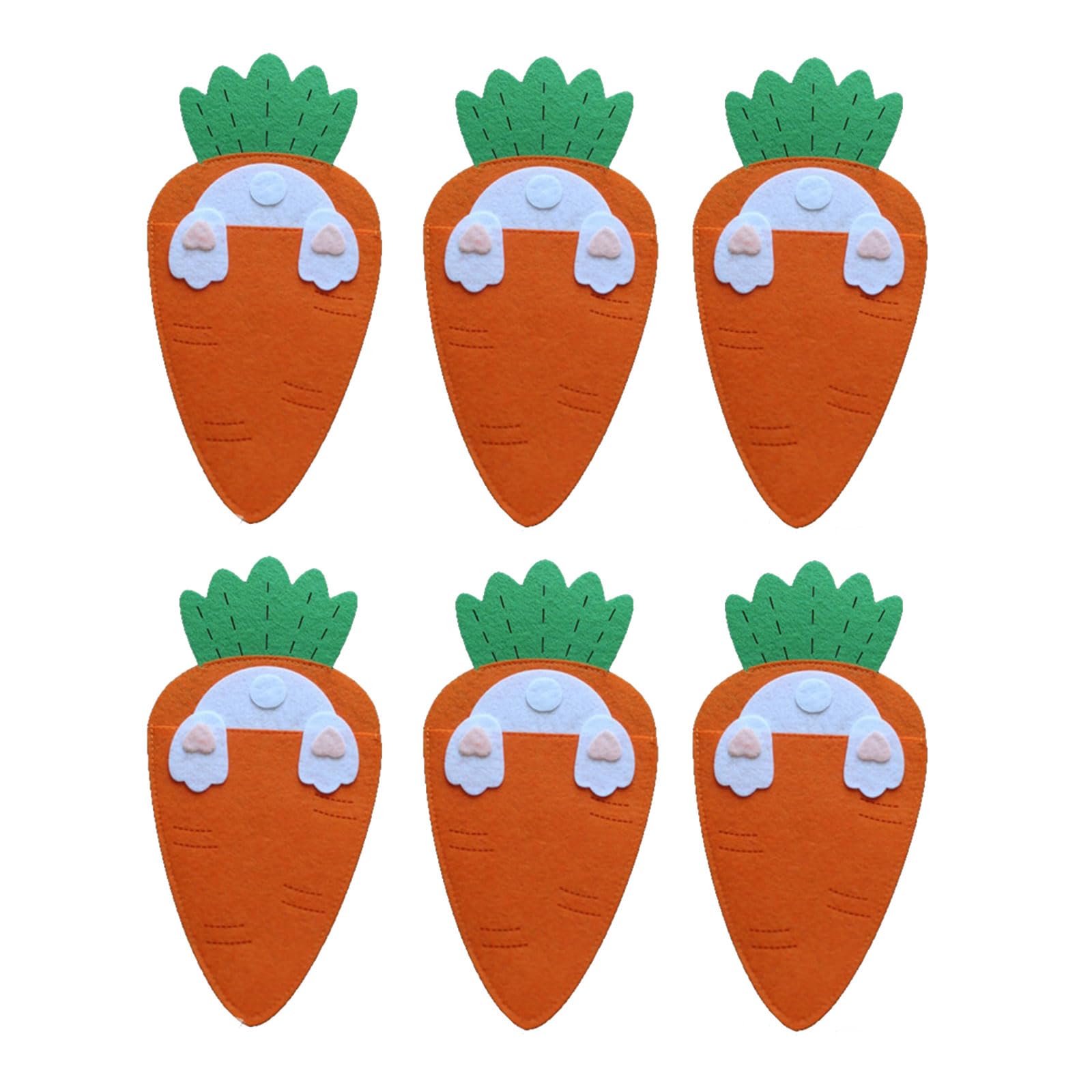 Kalttoy Multicolor Of 6 Carrot Shape Cutlery Bags For Easter Celebration Sturdy And Easy To Clean For Home Or Restaurant Use Restaurant Festival Supplies