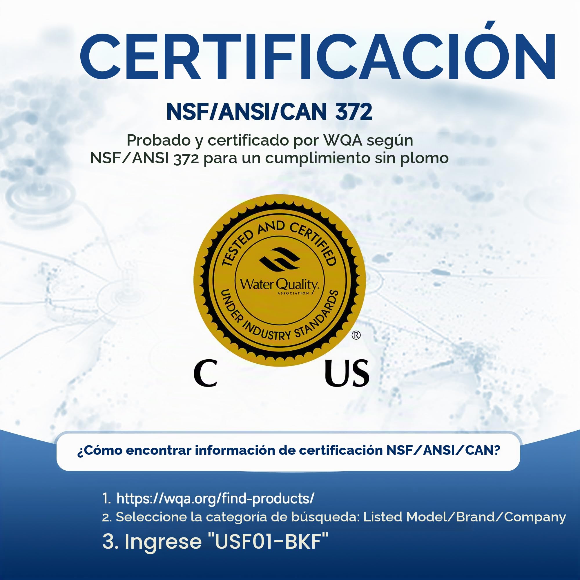 AQUALTRA USF01-BKF Sistema bajo fregadero con grifo, 45400L, certificado NSF/ANSI/CAN 372, reduce PFOA, PFOS, cloro, plomo, mercurio, cloramina, fluoruro, microplásticos, mal sabor & olor