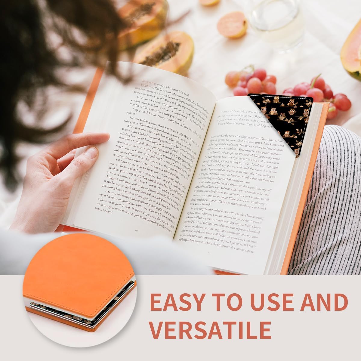 Cute Leather Bookmarks, Fun Triangle Making Corner Bookmark, Book Accessories for Reading Book Lovers, Unbreakable Page Markers for Women Men Cute Brown Cartoon Owls - Image 5