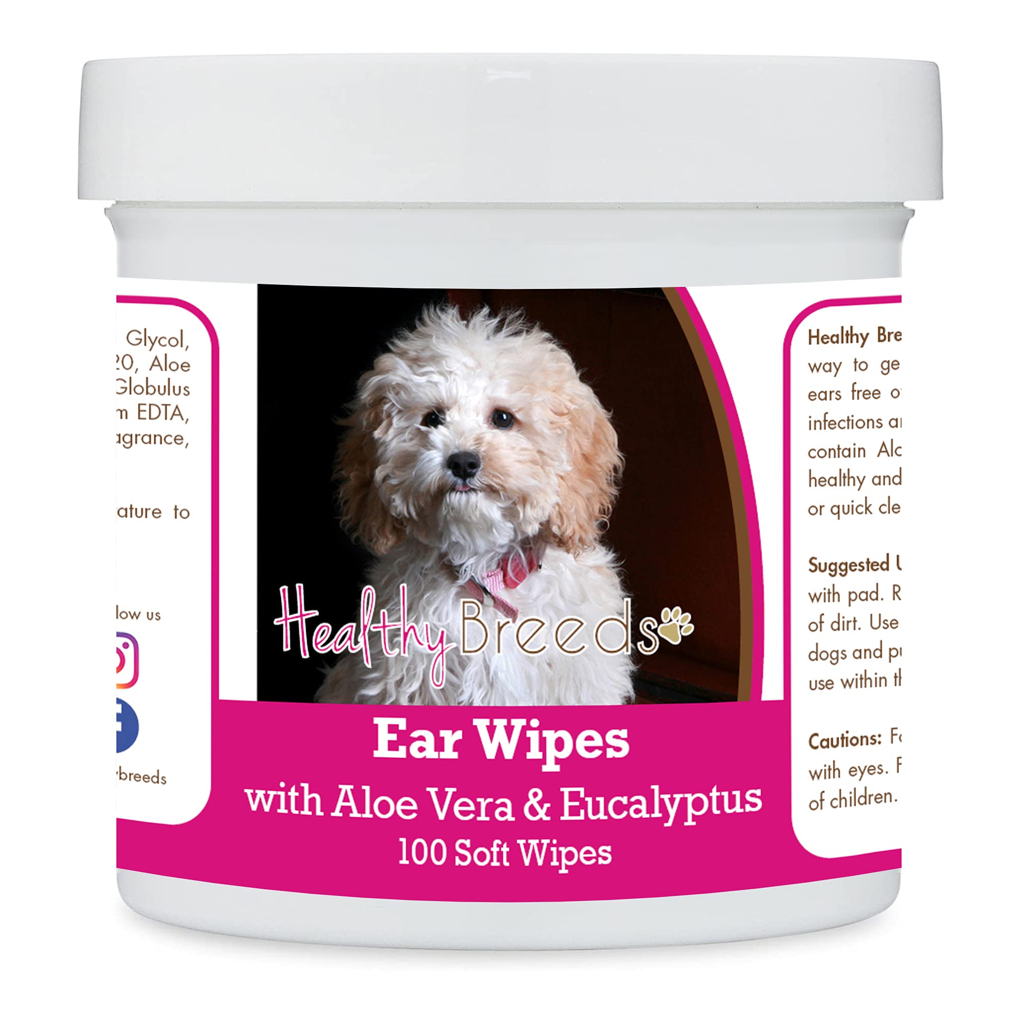 Healthy Breeds Cockapoo Ear Cleaning Wipes with Aloe &amp; Eucalyptus for Dogs 100 Count