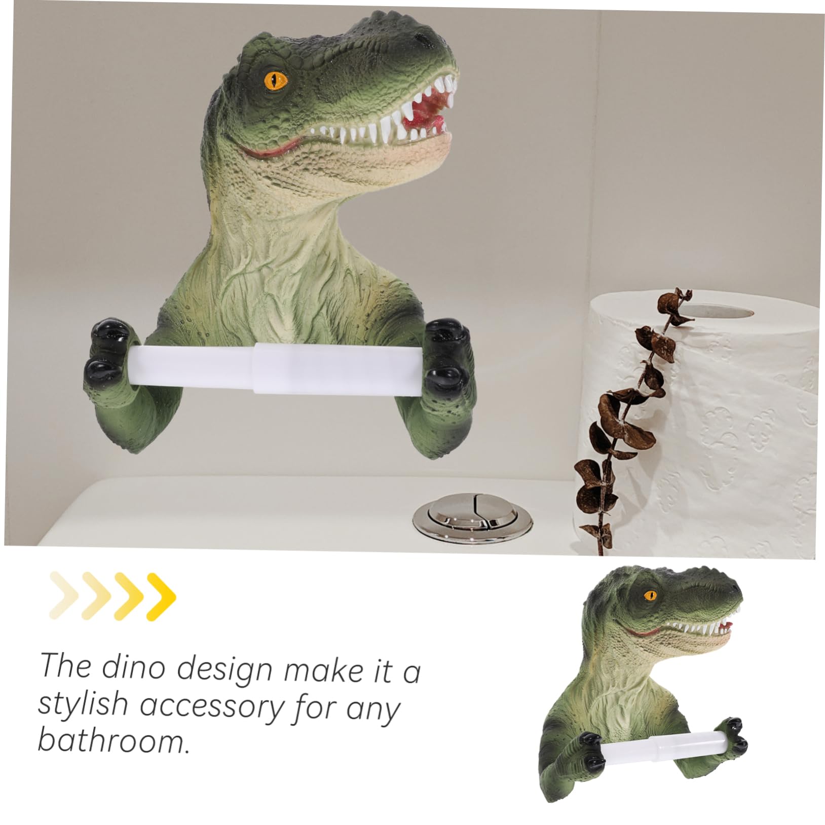 Portarrollos de Papel Higiénico de Dinosaurio Adhesivo de Resina | Diseño Decorativo para Pared de Baño, Accesorio Duradero, Instalación Adhesivo