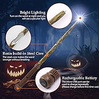 Vista 2 de ChampWe Varita Mágica de Mago Luminosa Recargable Juguete Iluminador para Niños Colección de Bruja Accesorios de Cosplay con Libro de Hechizos y Hoja