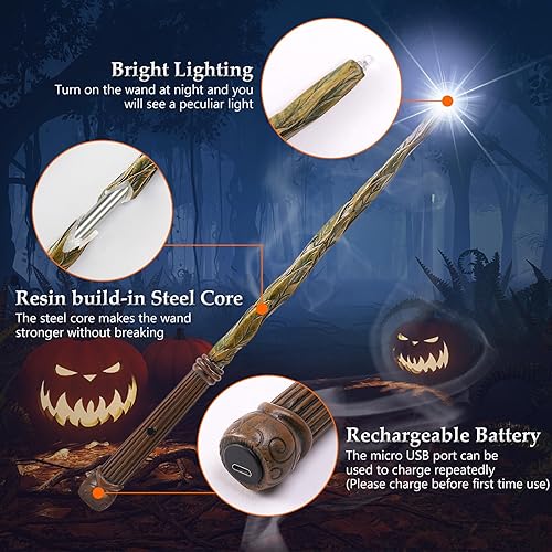 Miniatura 2 de ChampWe Varita mágica iluminadora recargable para niños, colección de brujas, accesorios de cosplay con libro de hechizos y caja de regalo (hoja)