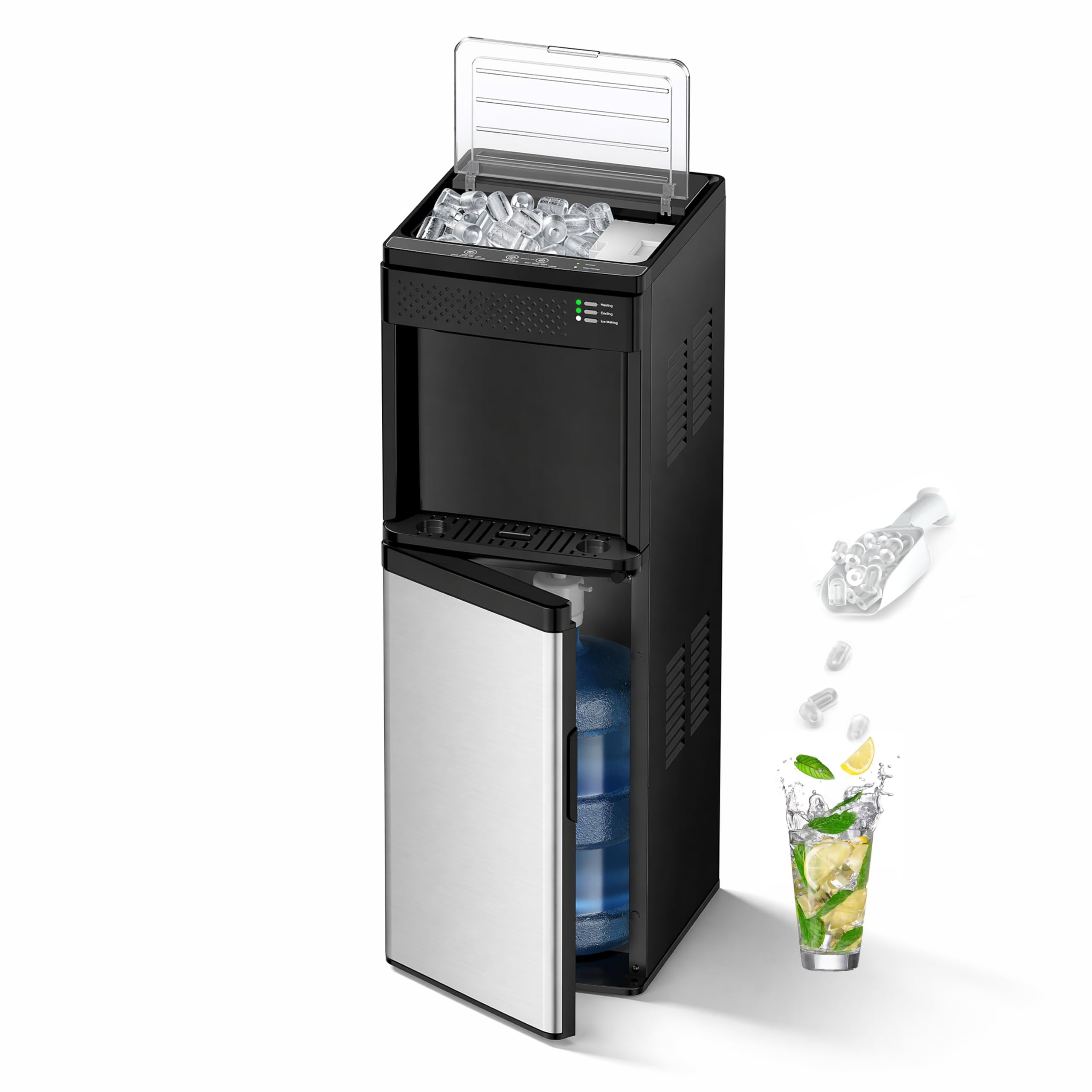 4-in-1 Bottom-Load Water Dispenser with Ice Maker, Hot, Room &amp; Cold Water