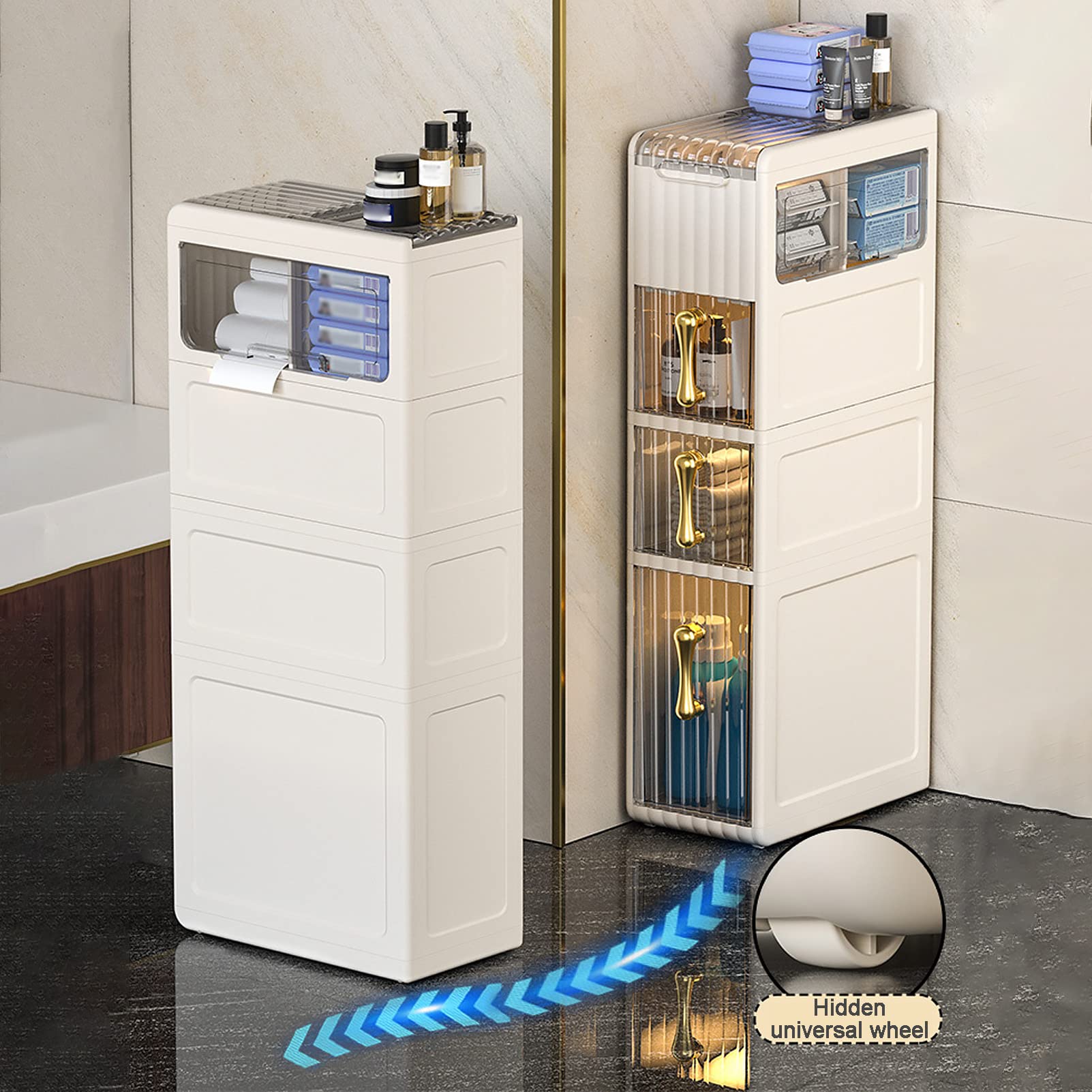 AAMNA Gabinete de Almacenamiento de baño pequeño con Soporte para Papel higiénico, Torre de Almacenamiento de Papel higiénico para el hogar, Sala de Estar y Dormitorio