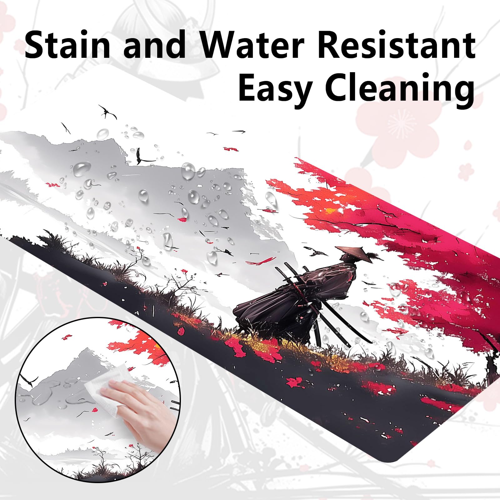 Tapis de Souris de Jeu Japonais XXL 800x300x3mm, Tapis de Bureau Antidérapant et Imperméable à Bords Cousus pour Gamer, PC et Ordinateur Portable (Jeu2)