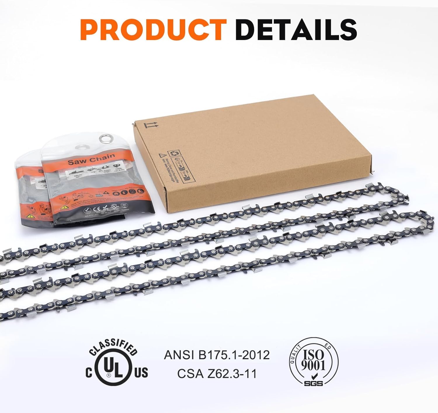 Hipa CS-590 20 Inch Chainsaw Chain for Echo CS-590 timberwolf Poulan PR5020 Chainsaw, Replace 72LPX070G, E70, McCulloch and more- Pitch: 3/8", Gauge .050", 70DL Full Chisel (2 Chains)