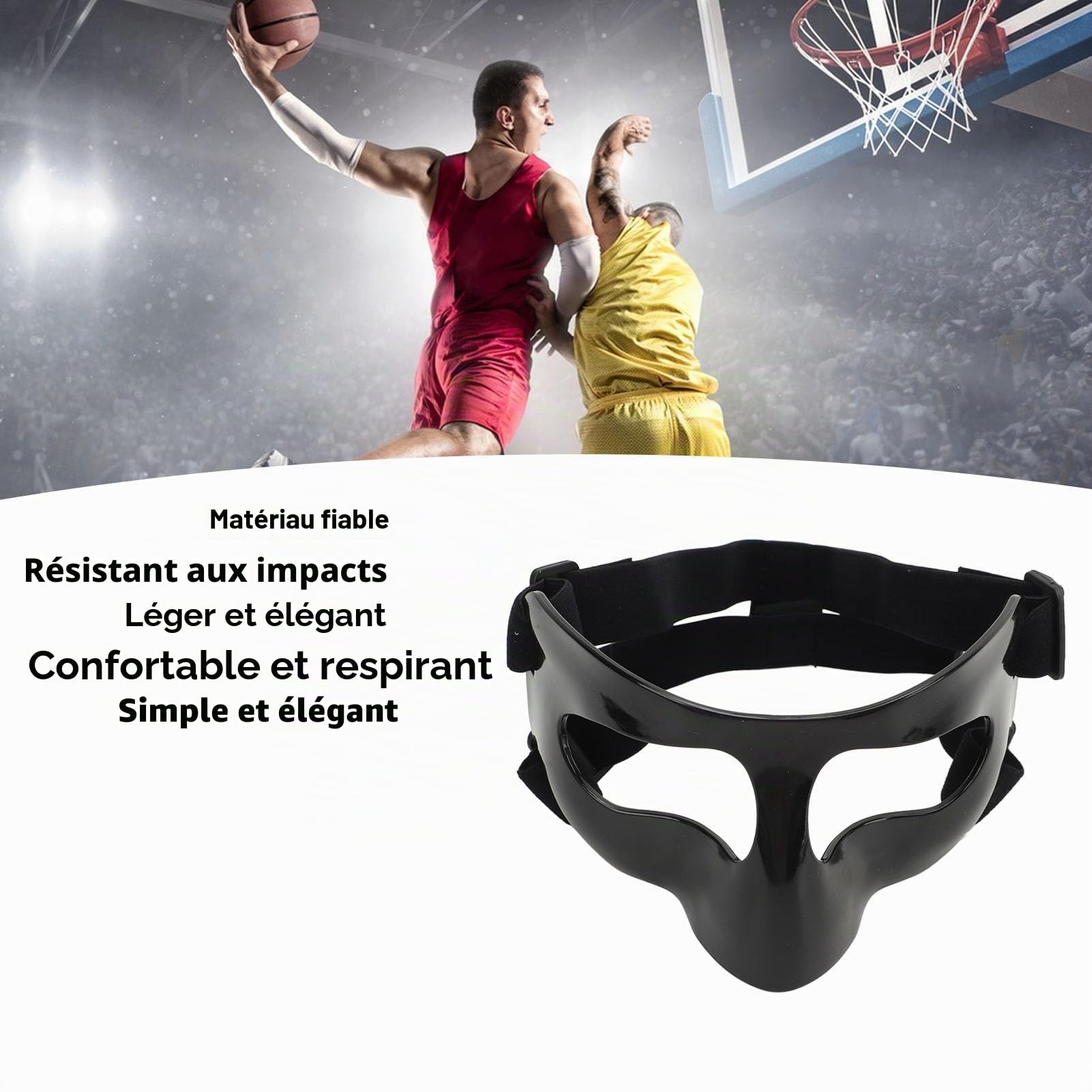 banapoy Protège-Nez pour Nez cassé, Masque de Basket-Ball Réglable, Protection Faciale Contre Les Blessures par Impact pour Le Football, Le Basket-Ball, Le Sport