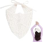 Hoyuwak Crochet Echarpe tête Bandanas Bandeaux écharpe cheveux pour femmes en tricot Floral couvre les cheveux Accessoires pour cheveux en style décor(noir)