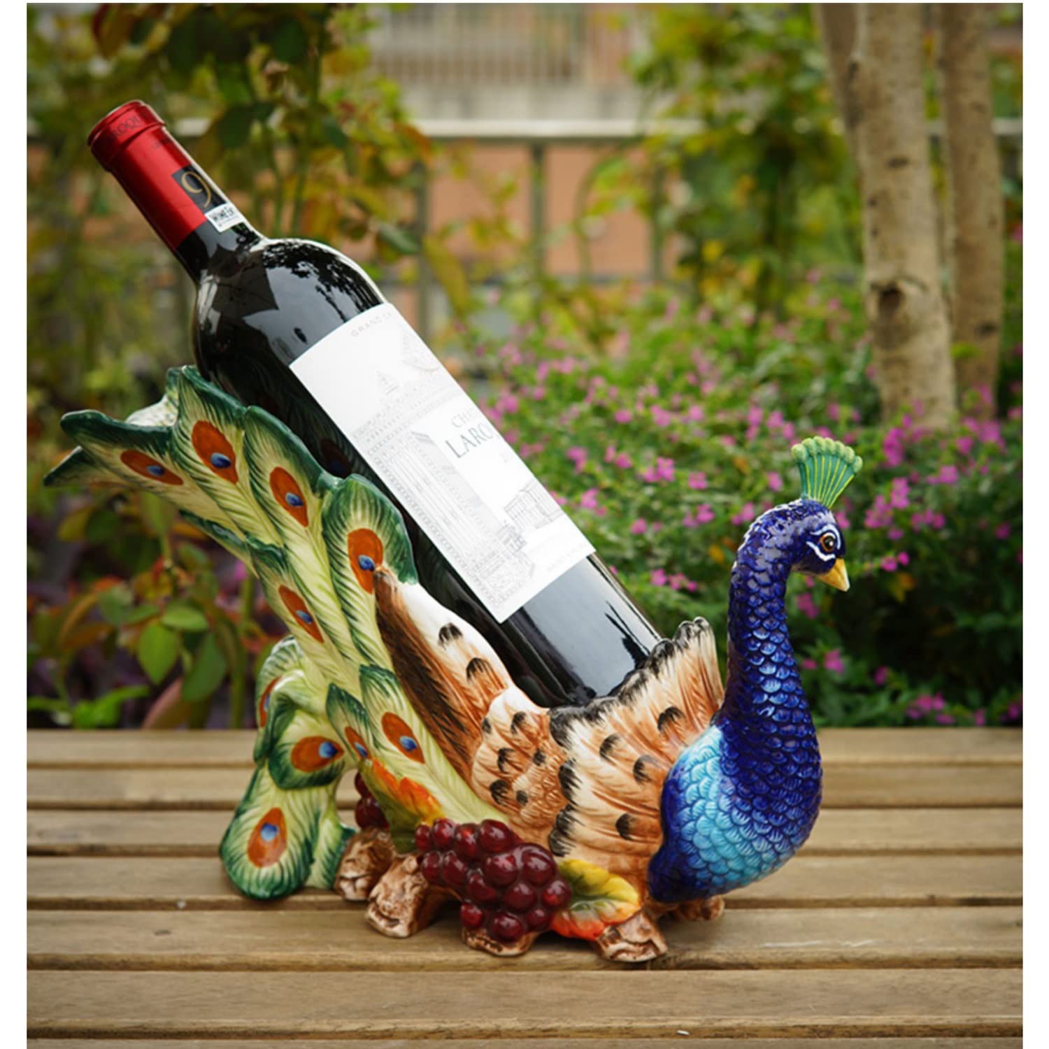 Soporte para Botella de Vino con Apariencia de Pavo Real, Soporte para Botella de Vino Individual de cerámica, frutero, decoración de Estante de Vino de Mesa
