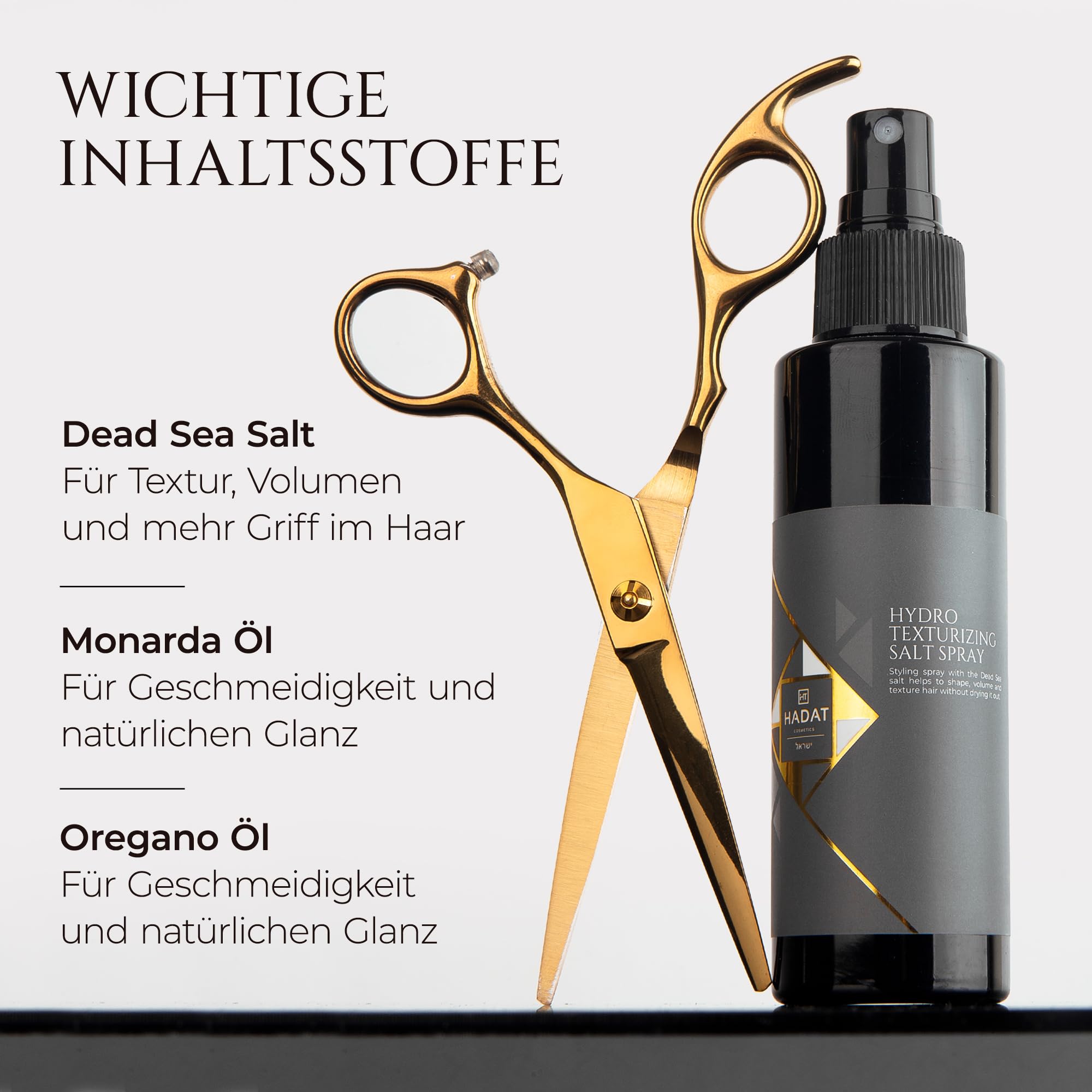 HADAT Hydro Texturizing Salt Spray – Meersalz Spray Haarstyling für Volumen, Beach Waves und Mattes Finish, Textur Spray mit Totes Meer Mineralien, 110 ml