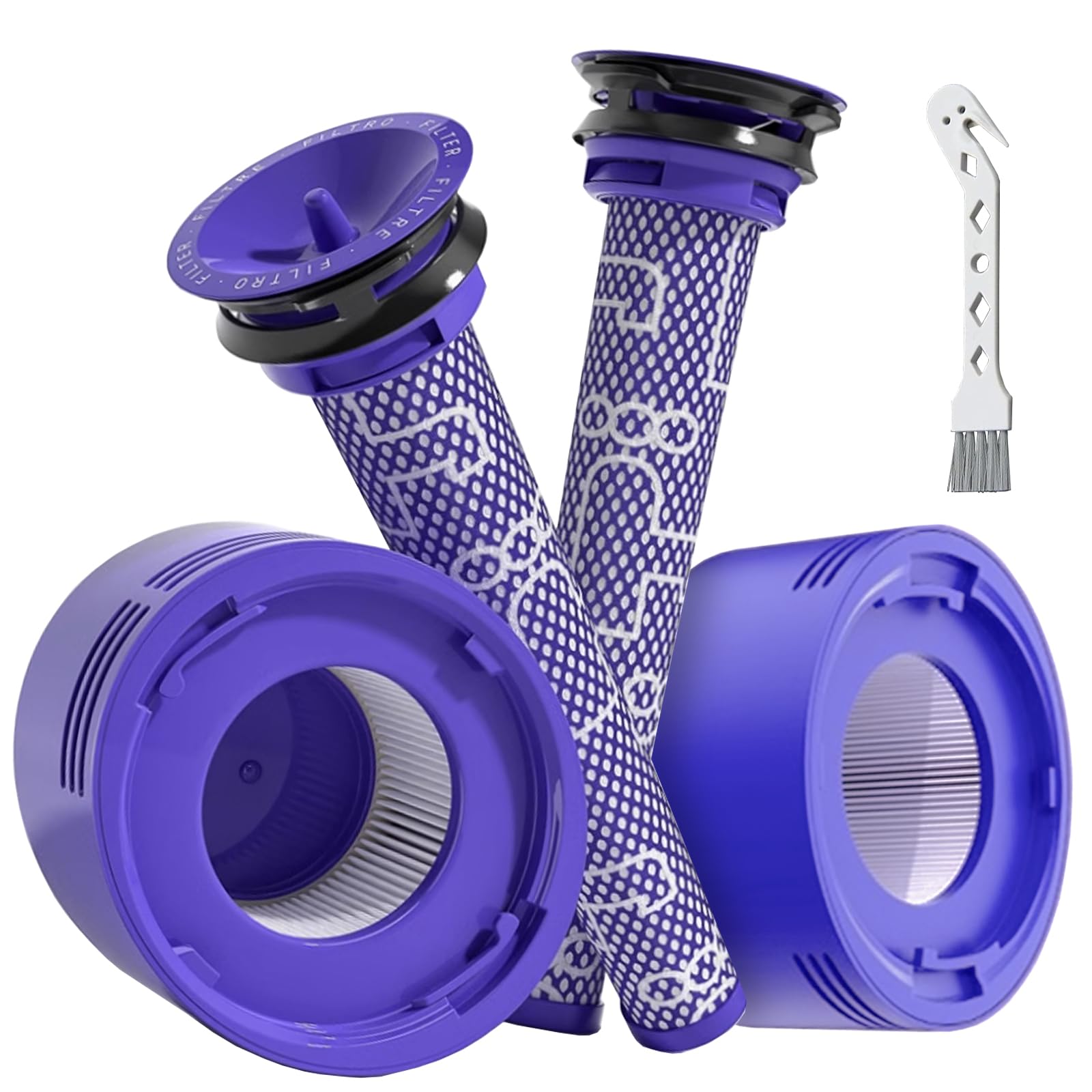 Ersatzfilter für Dyson V7 V8 SV10, mit 2 Post Motor Filter + 2 Vorfilter, Kompatibel mit Stabstaubsauger V7 V8 Animal Absolute Motorhead Fluffy SV10