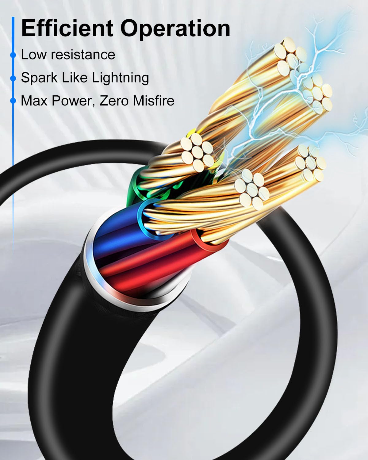 10.4mm Spark Plug Wire Set Fit for Harley Davidson Big Twin Dyna Super Wide Low Rider 2000-2017 Softail 1999-2017 Some Models, 14.5cm & 45cm Wires