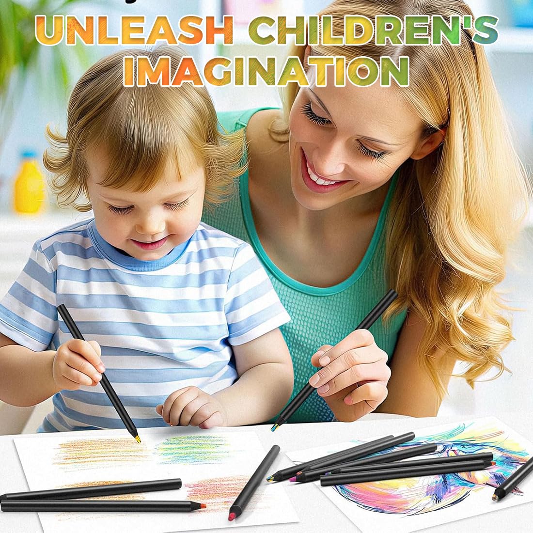 Matite Colorate Jumbo Arcobaleno Multicolori per Bambini e Adulti, Materiale Scolastico e Artistico