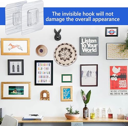 Miniatura 4 de 30 ganchos adhesivos de pared de doble cara, 15 libras máximo, resistentes, limpios e impermeables para baño, cocina, colgar cuadros