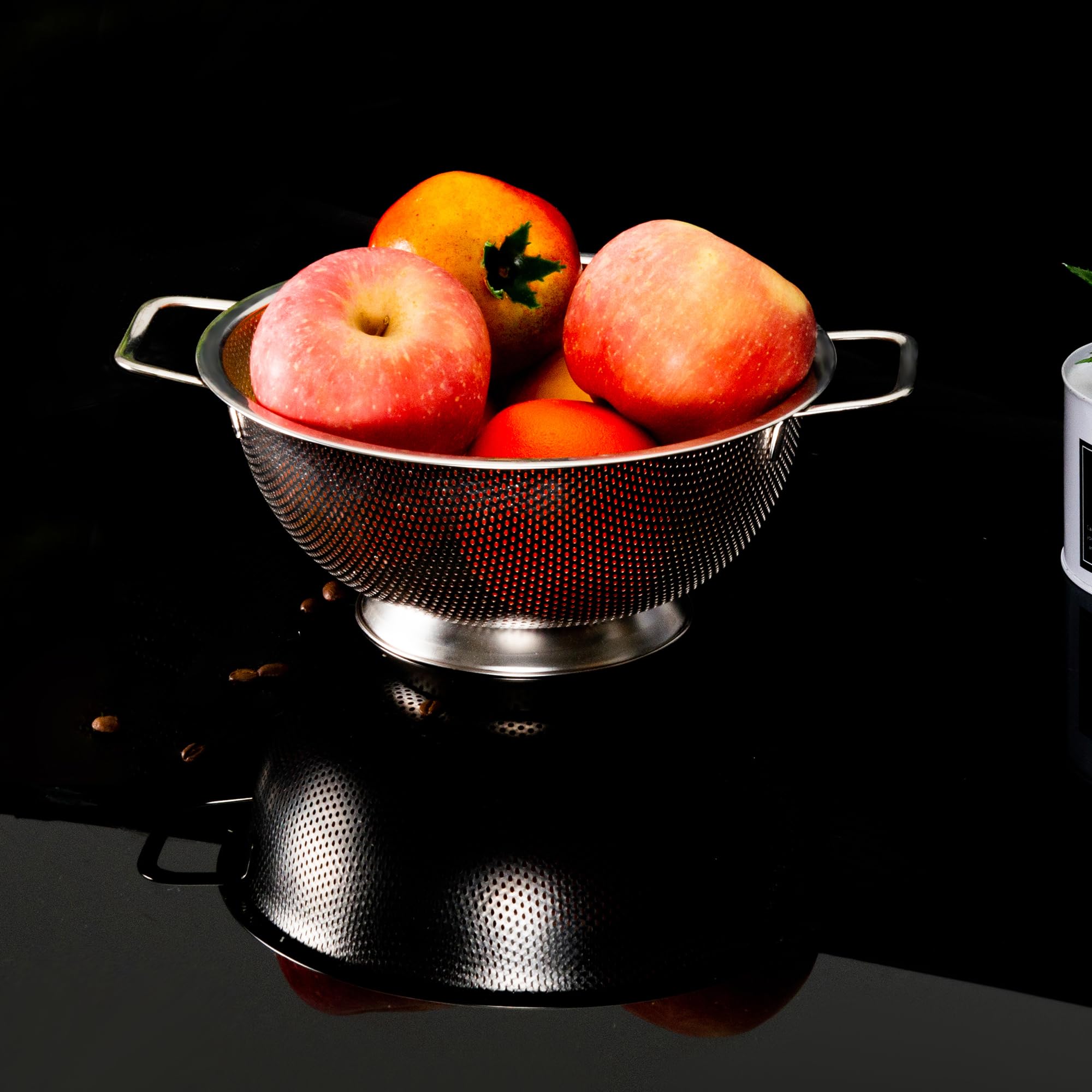 YC Kitchen Colapasta in Acciaio inox, Scolapasta da Cucina in Acciaio inox con Manici, Colino,Lavabile in Lavastoviglie,28,5cm