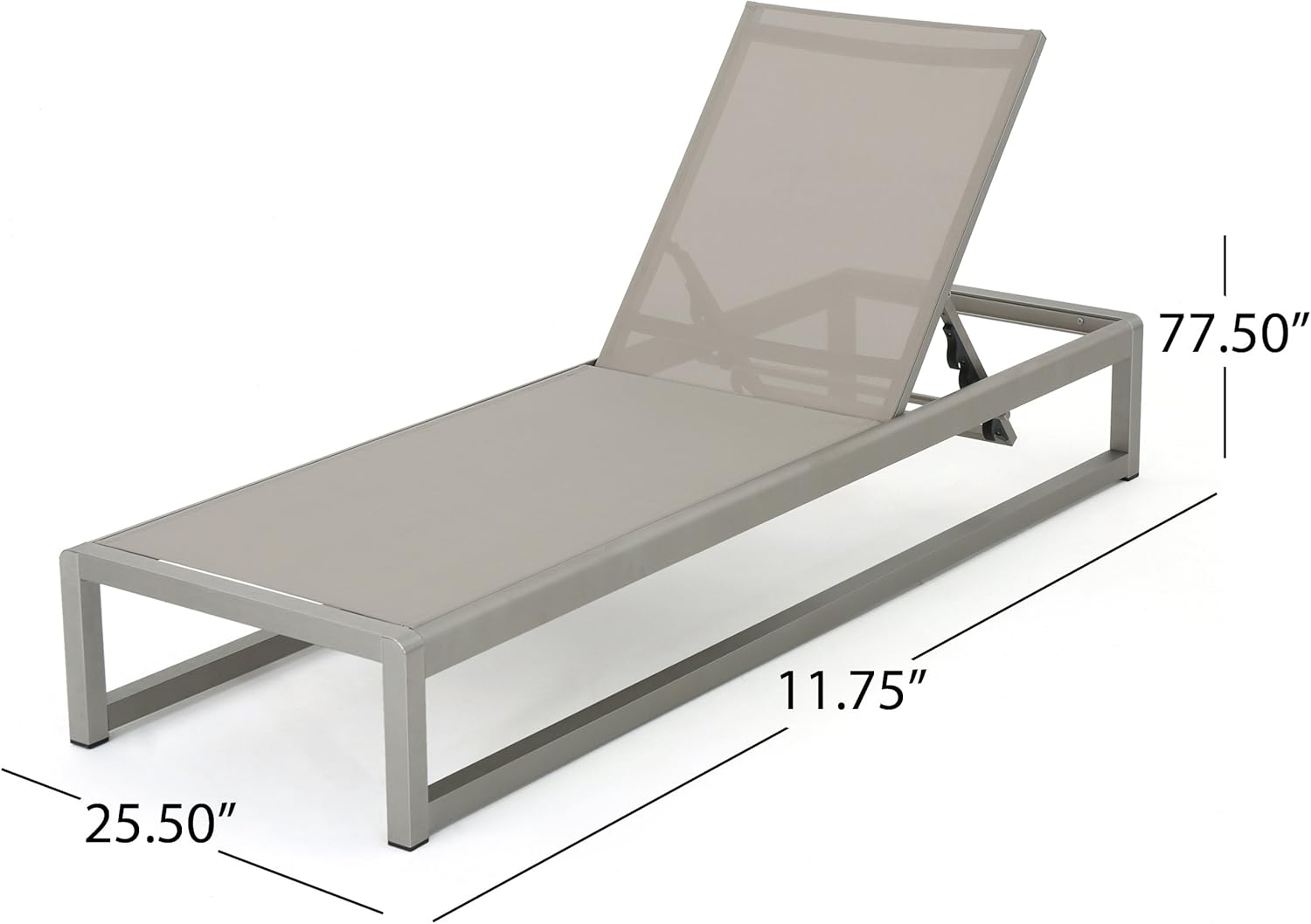Christopher Knight Home Chloe Outdoor Mesh Chaise Lounge with Aluminum Frame, 4-Pcs Set, Grey / Silver
