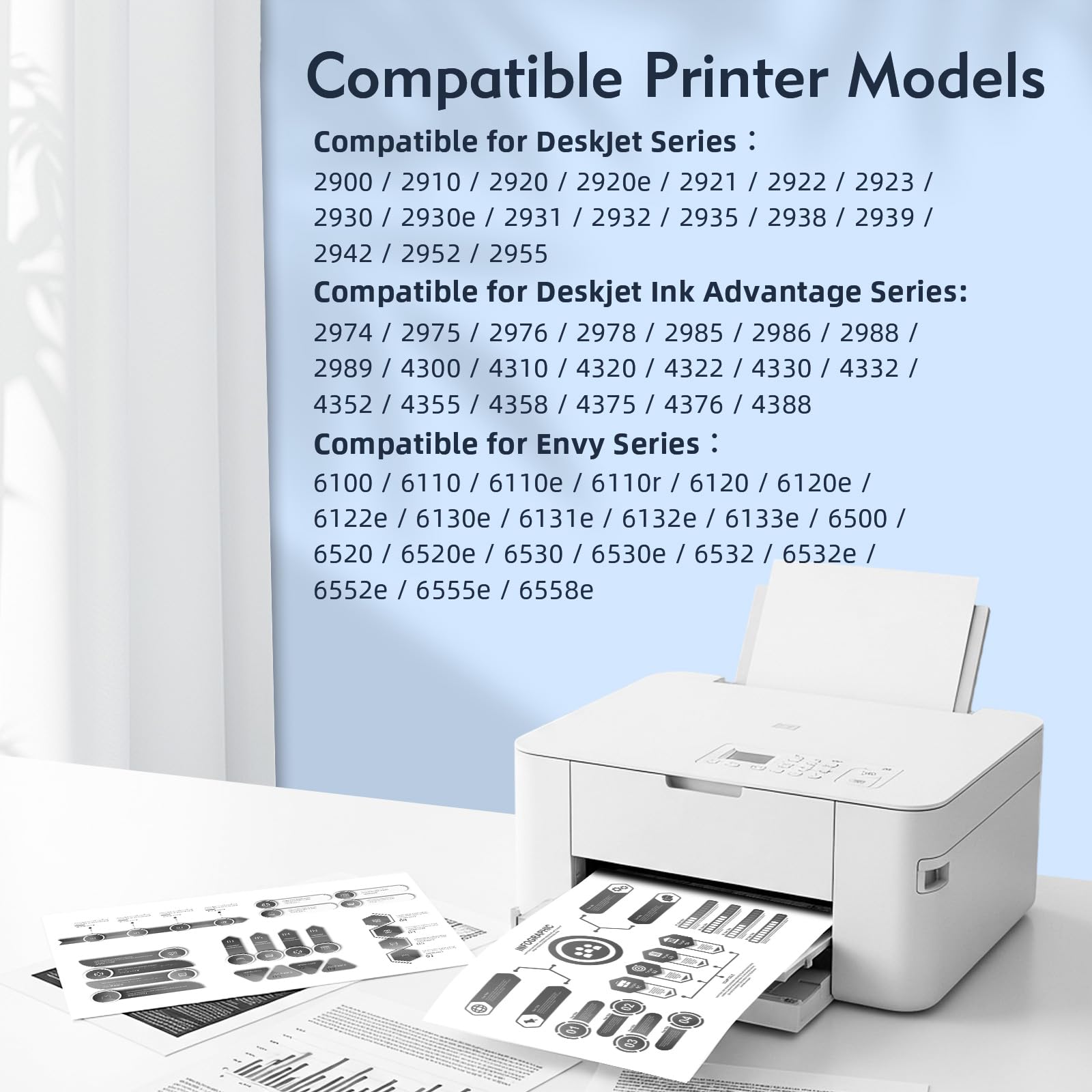 ECOINKO Cartucho 308XL Negro - 730+ Páginas, Reemplazo para Tinta HP 308 Negro, Tinta Impresora 308 XL para HP Envy 6100e 6120e 6122e 6132e 6152e 6520e 6530e 6532e Deskjet 2910 2920 2921 2922