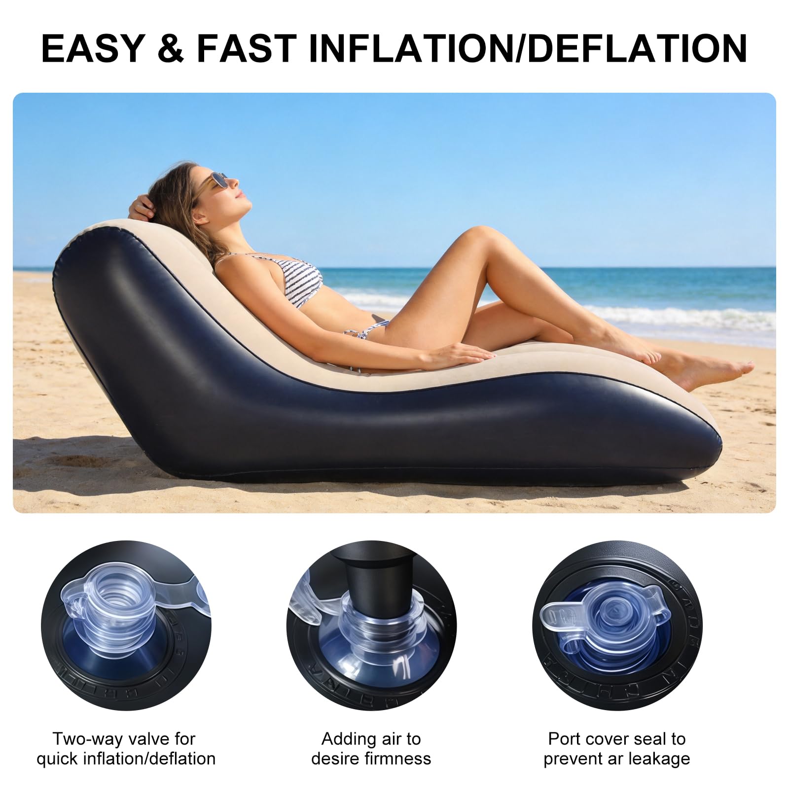 Aufblasbares Sofa mit Flockoberfläch, 155x86cm Luftsofa Inklusive Luftpumpe, Wasserdichtes Luftsofa Aufblasbares für Wohnzimmer, Couch Aufblasbar Outdoor Camping, Beflockt